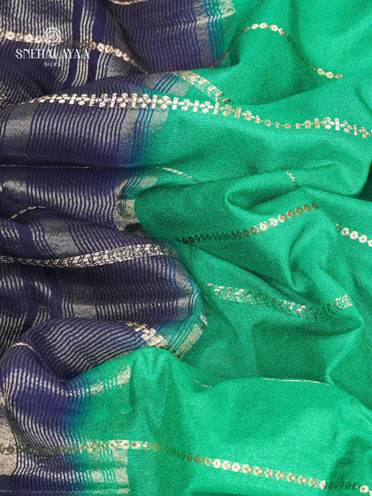 Sea Green Printed Mysore Silk Saree