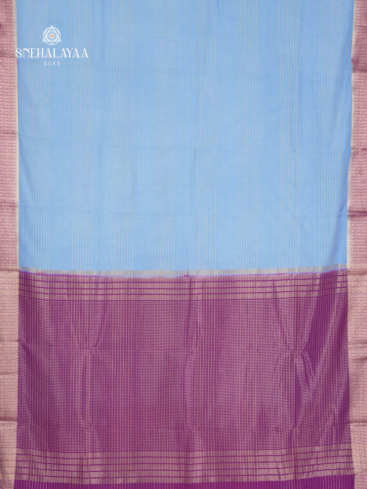 Sky Blue Printed Mysore Silk Saree
