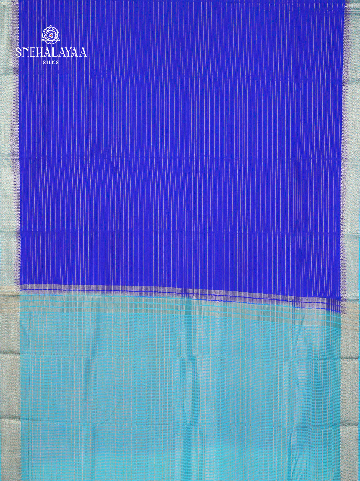 Royal Blue Printed Mysore Silk Saree