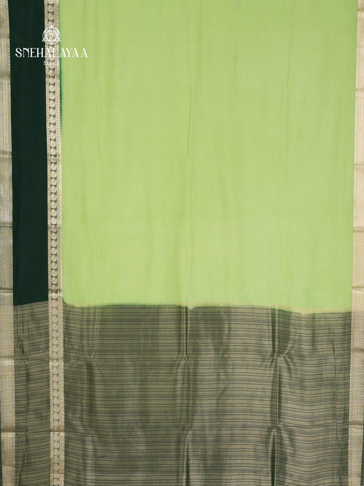 Pista Green Printed Mysore Silk Saree