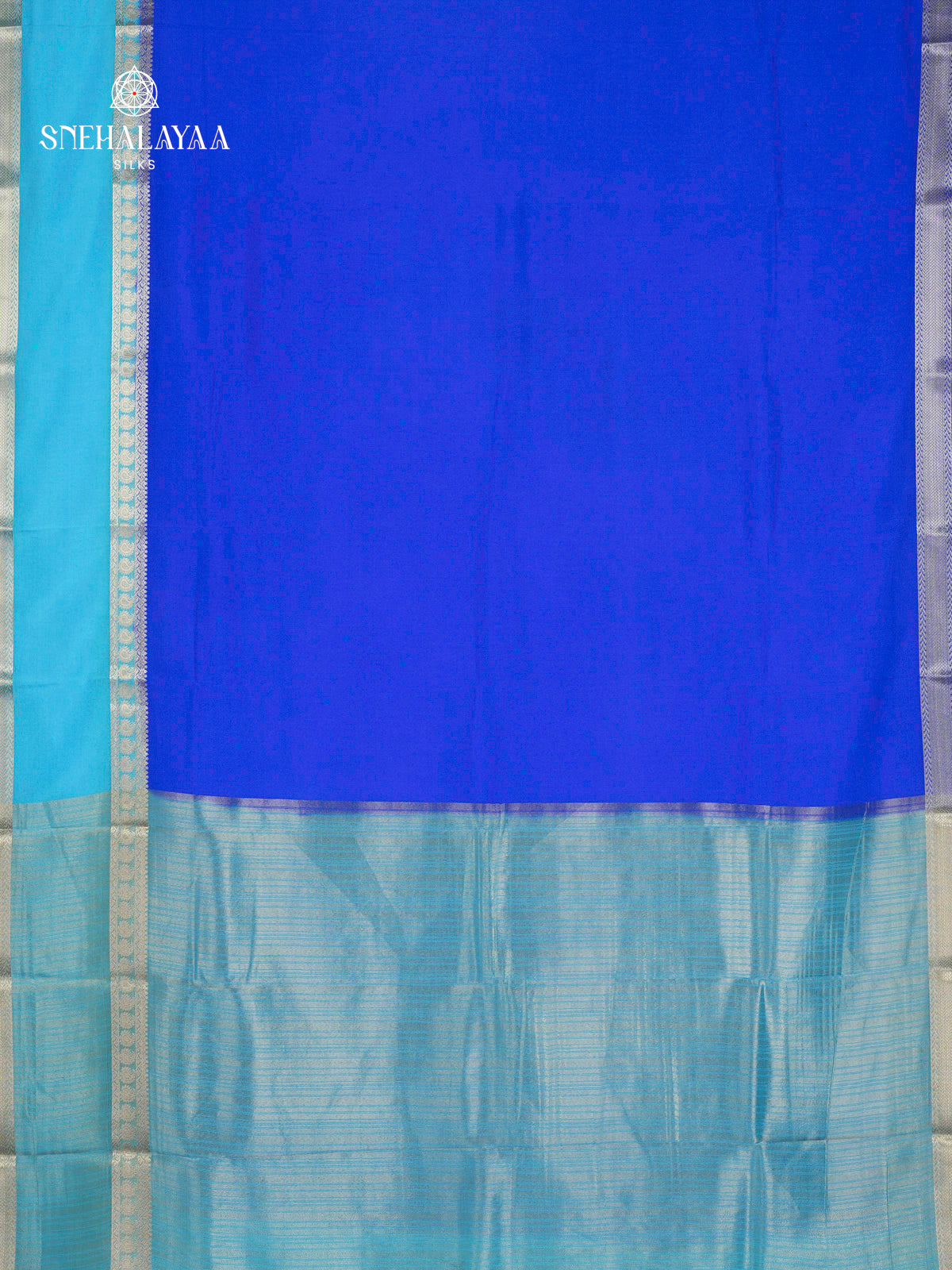 Royal Blue Printed Mysore Silk Saree