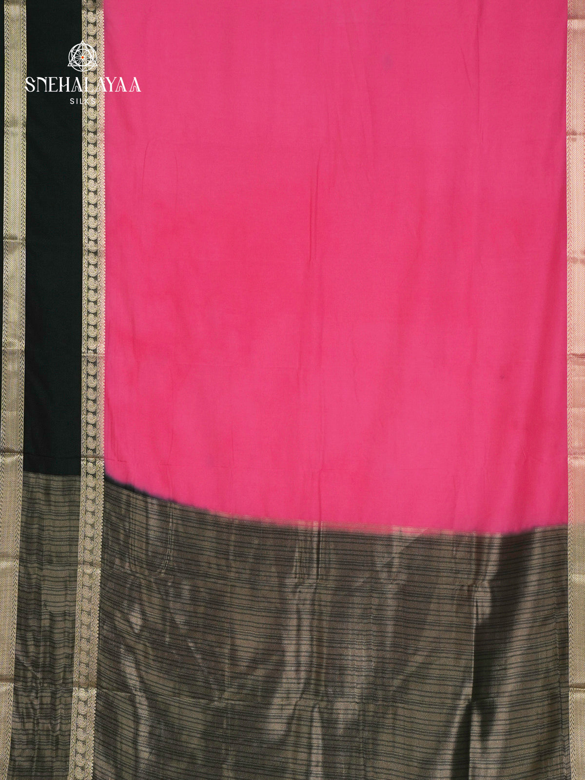 Pink Printed Mysore Silk Saree