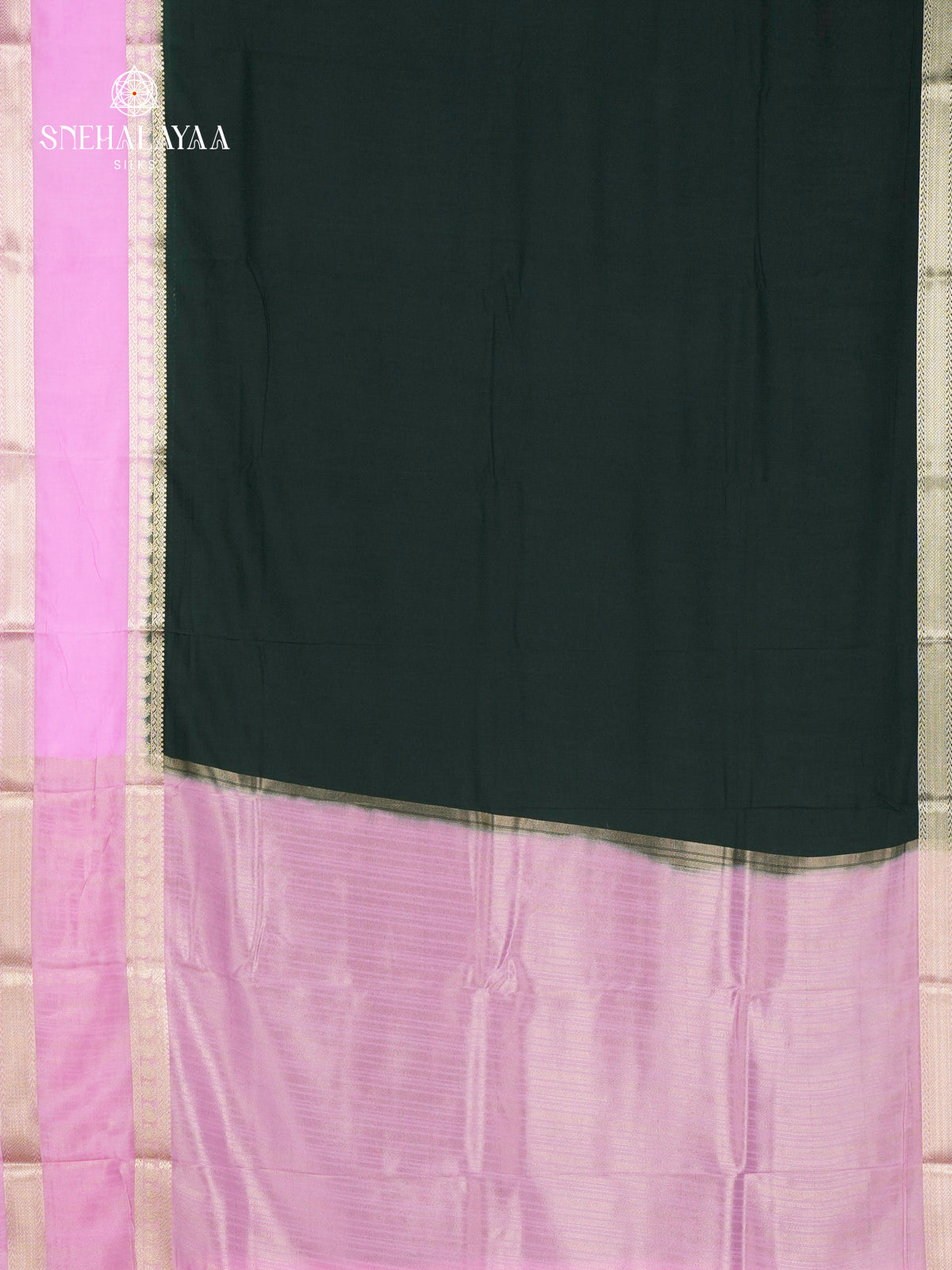 Black Printed Mysore Silk Saree
