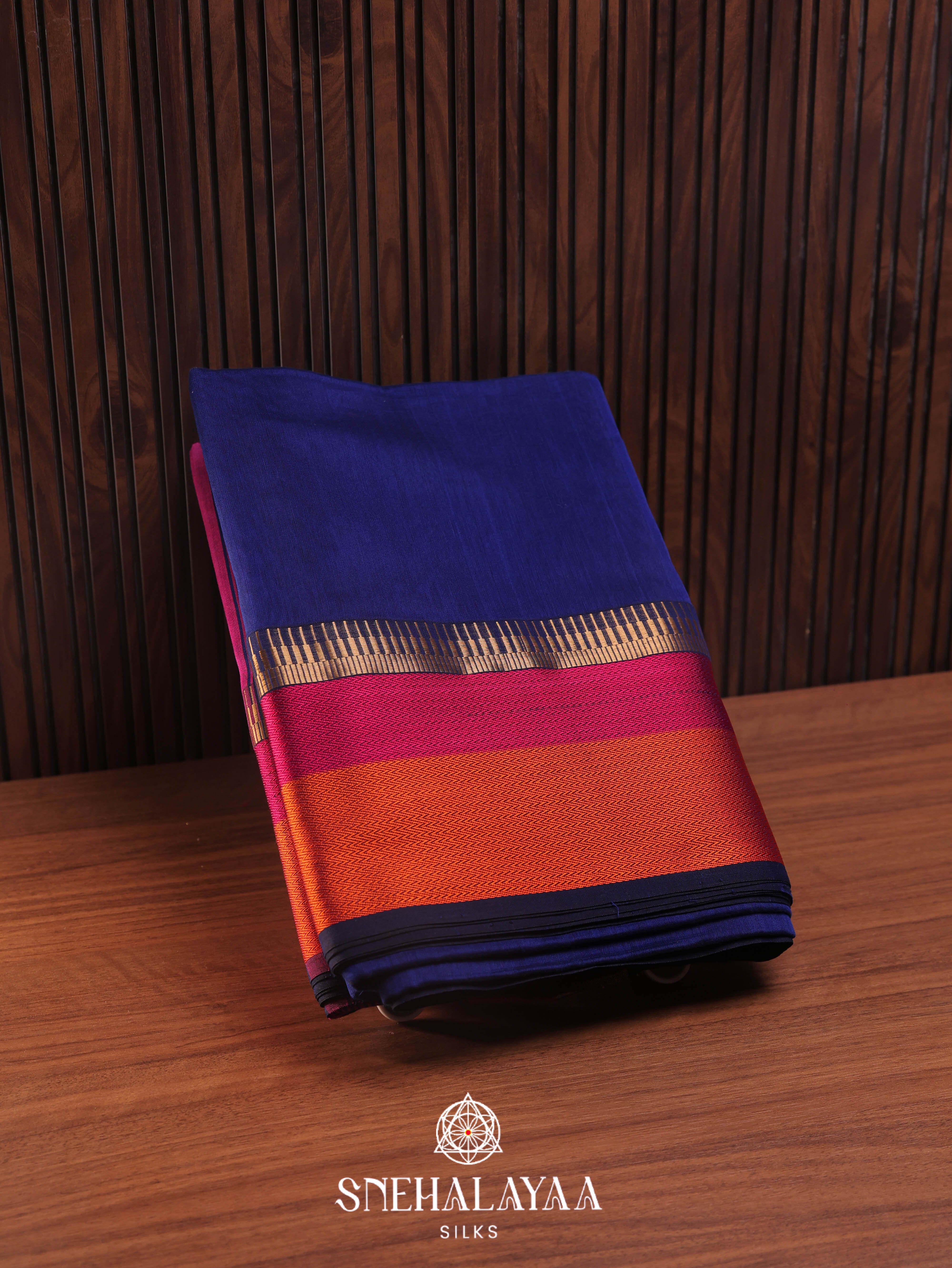 Blue Maheshwari Silk Cotton Saree