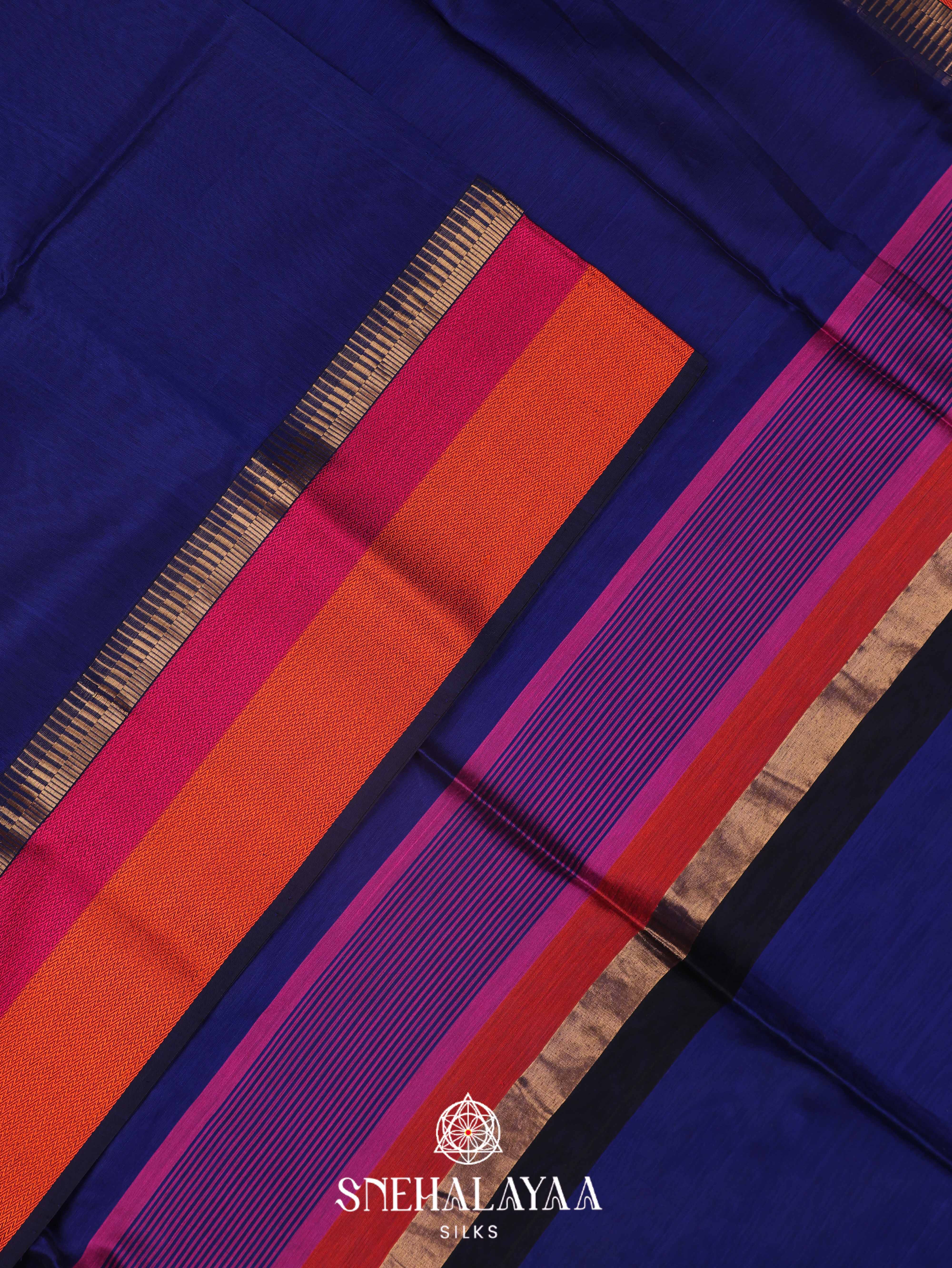 Blue Maheshwari Silk Cotton Saree