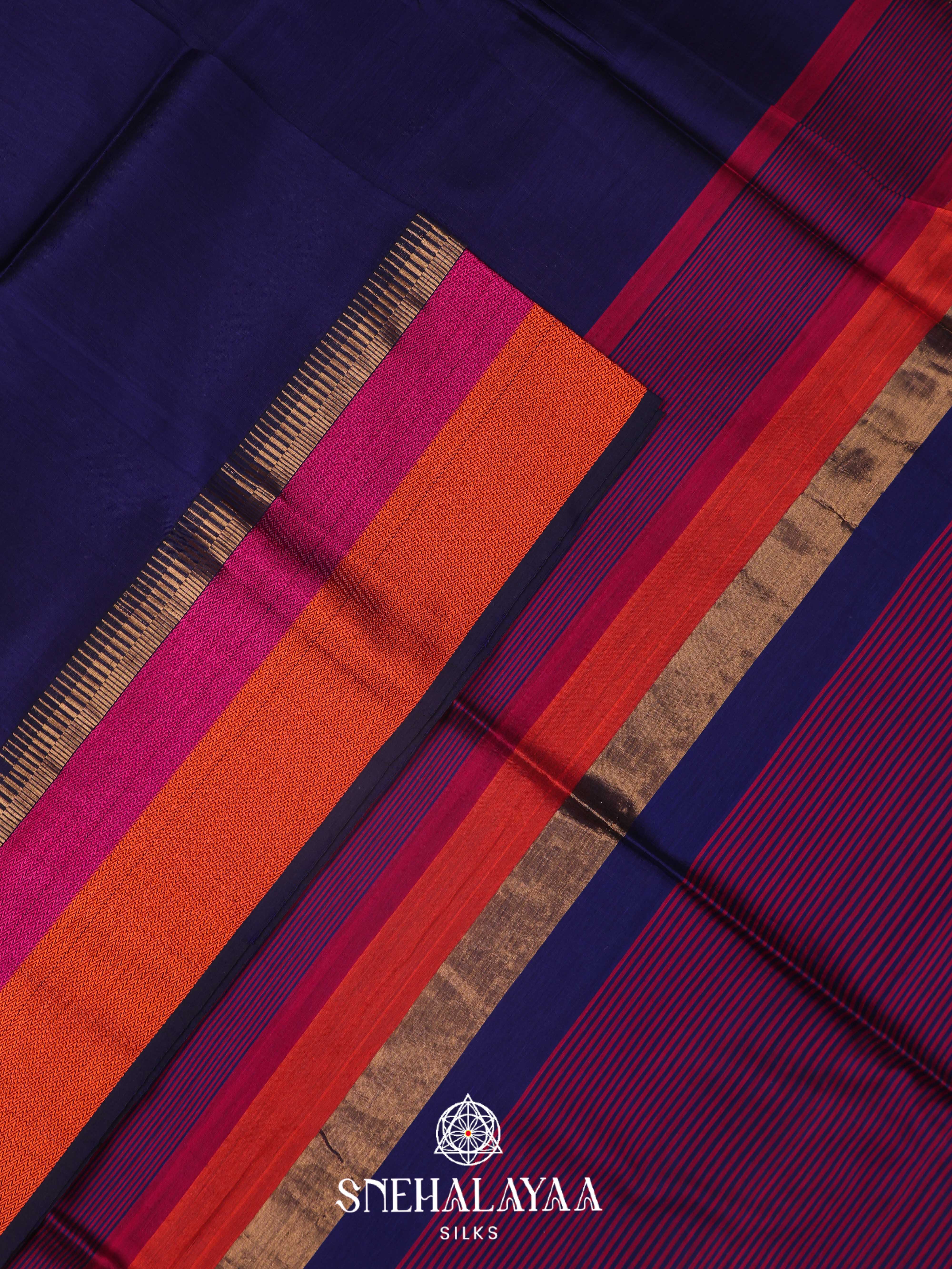 Blue Maheshwari Silk Cotton Saree
