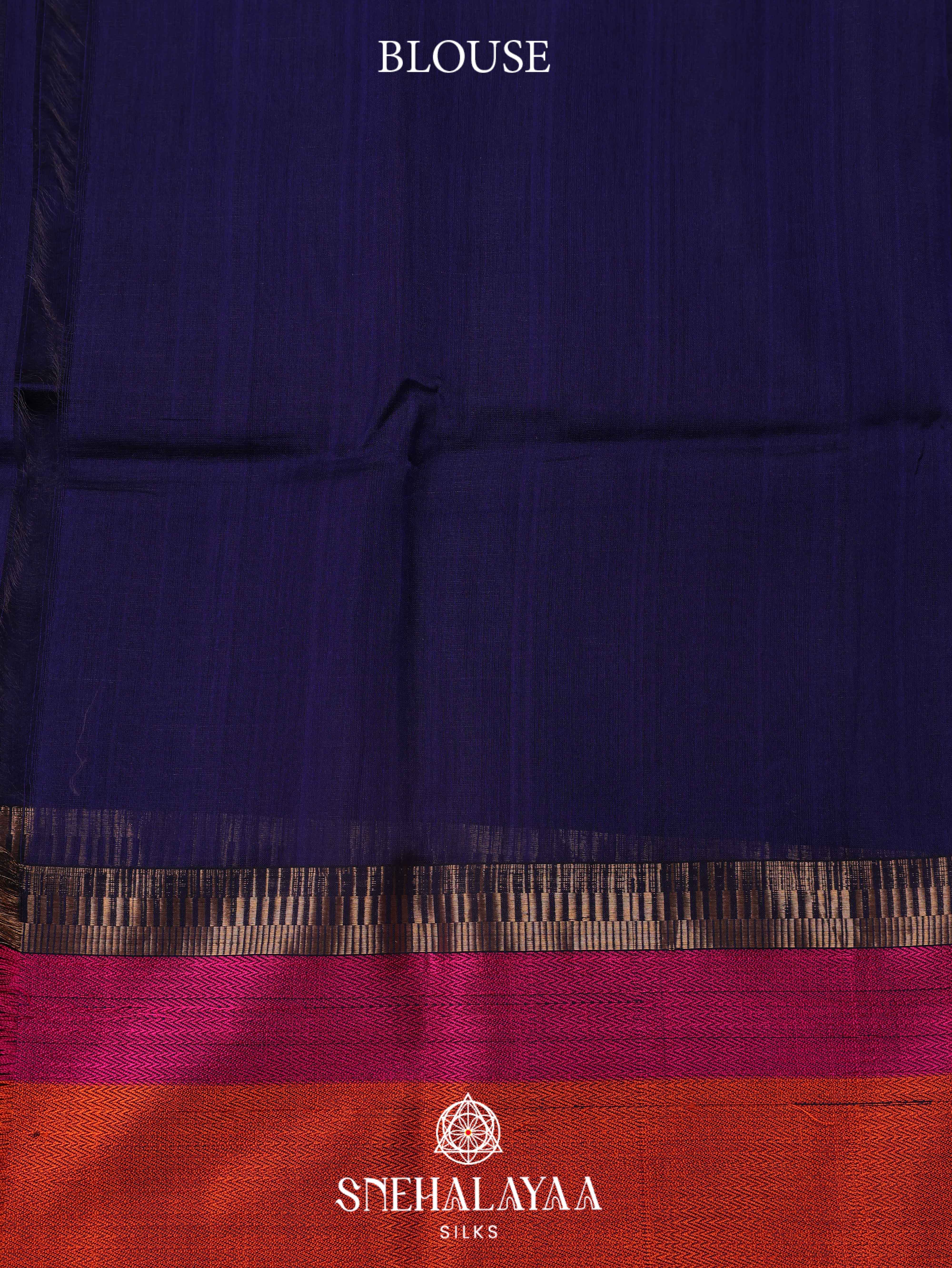 Blue Maheshwari Silk Cotton Saree