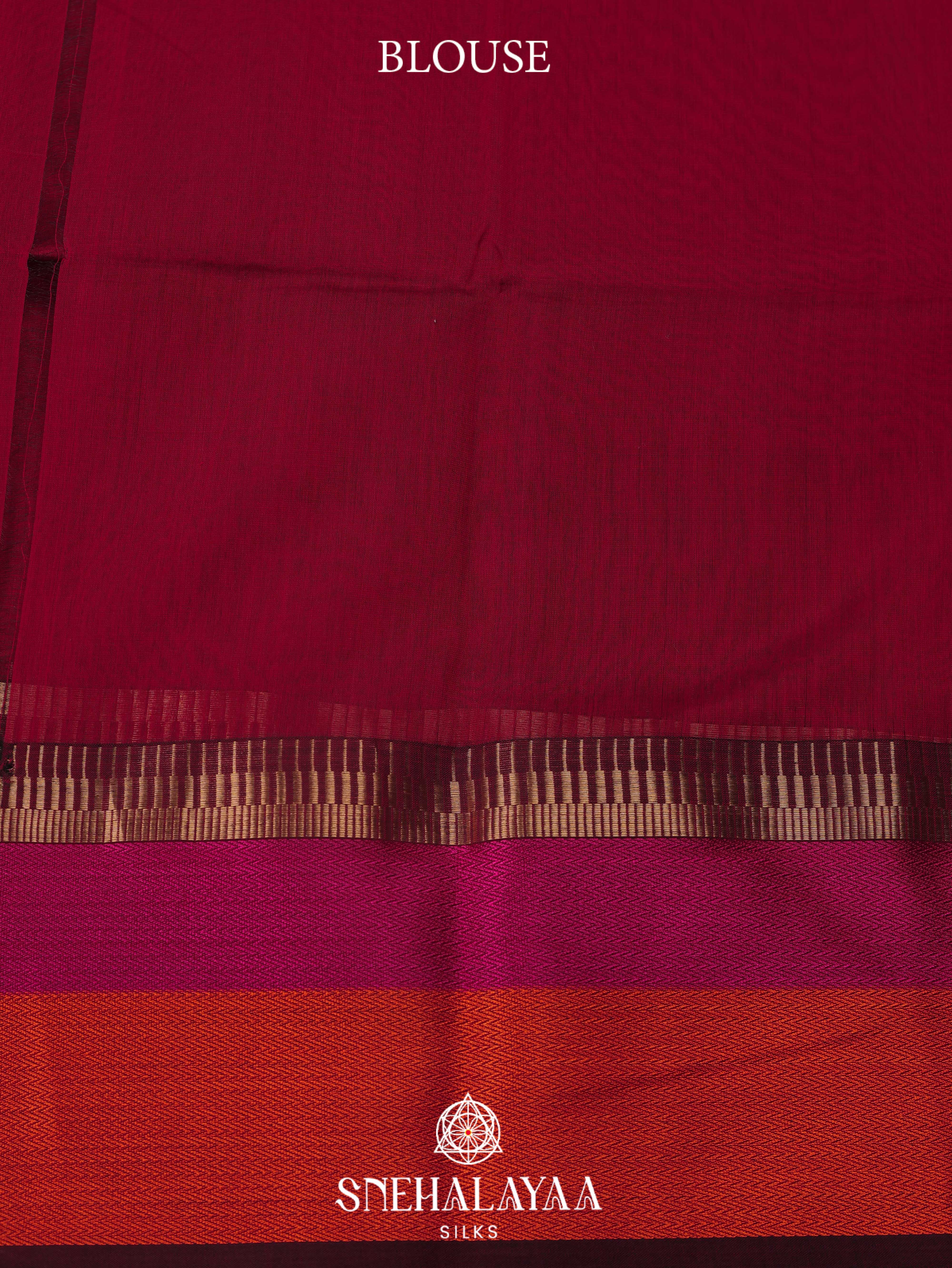Rani Pink Maheshwari Silk Cotton Saree