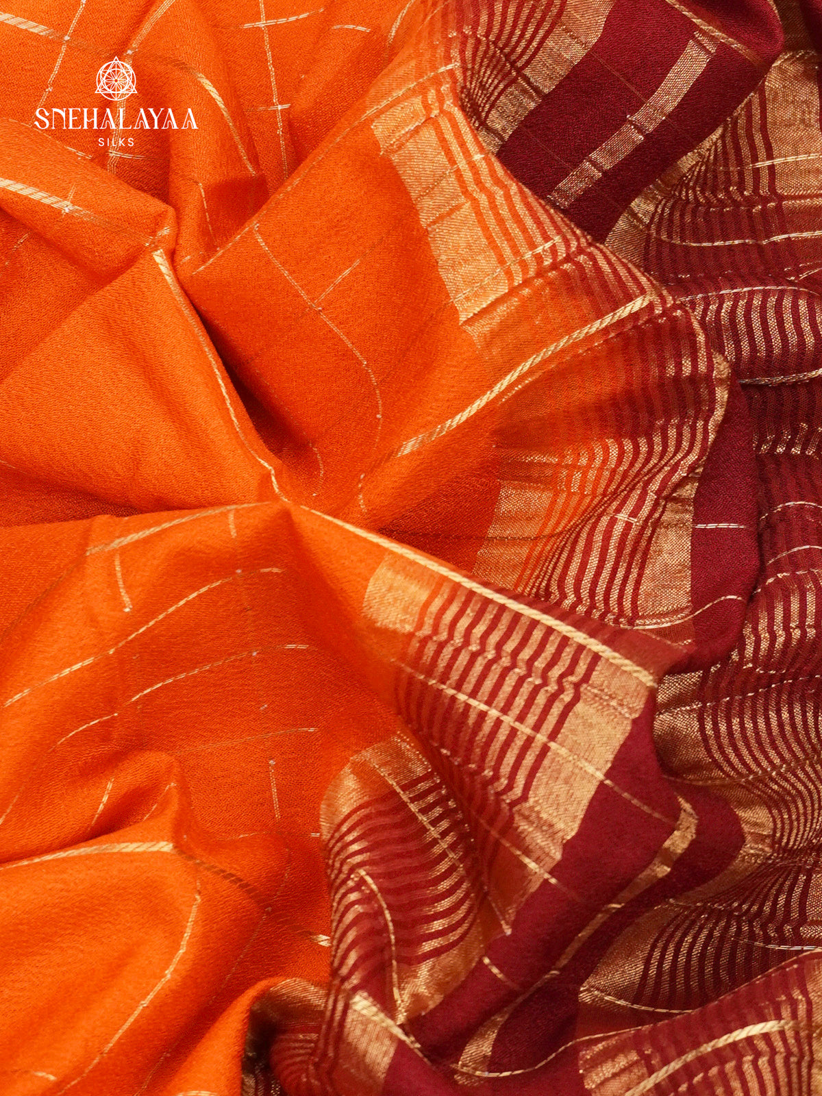 Rust Orange Mysore Silk Saree