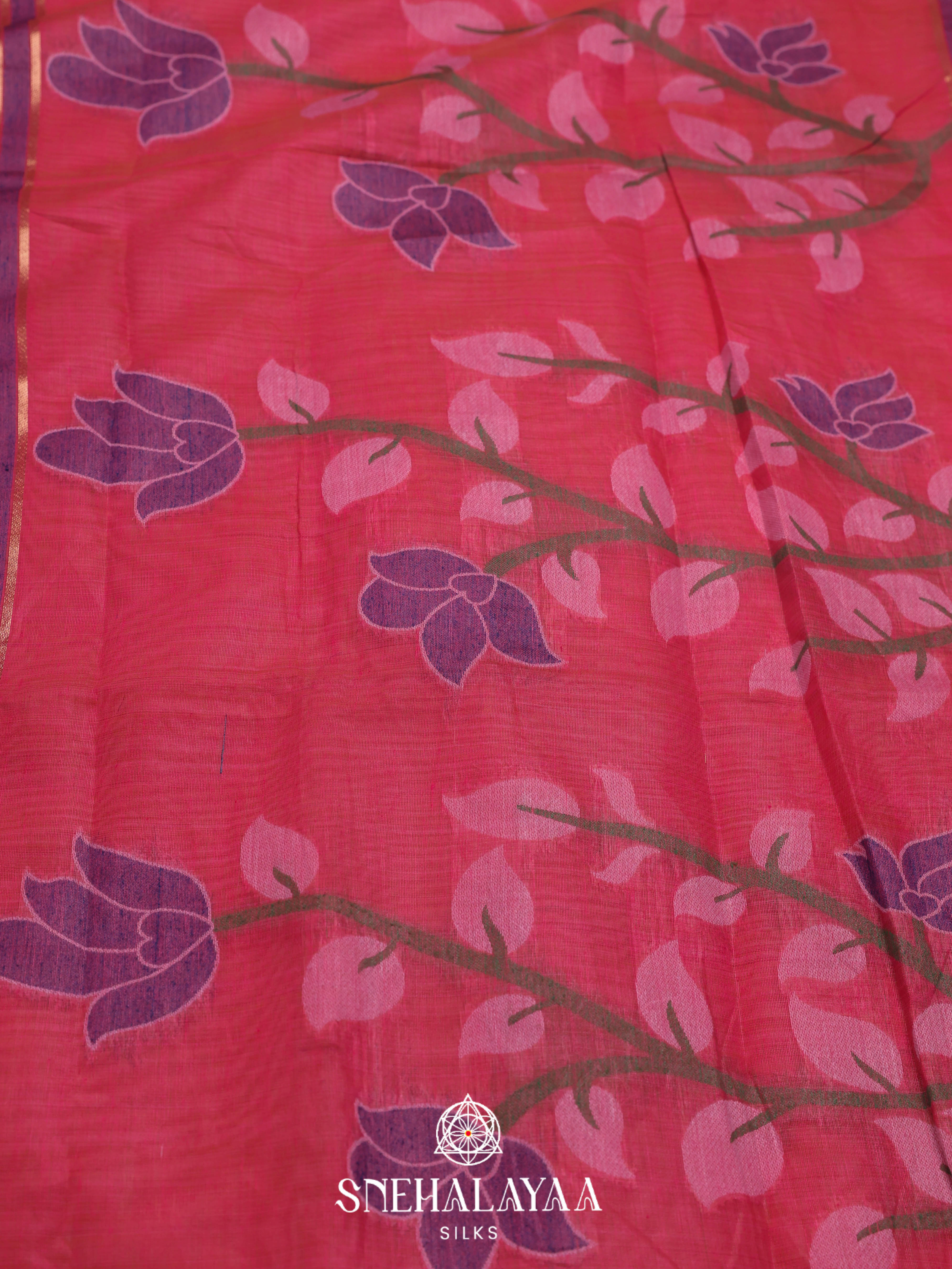 Pink Munga Cotton Saree