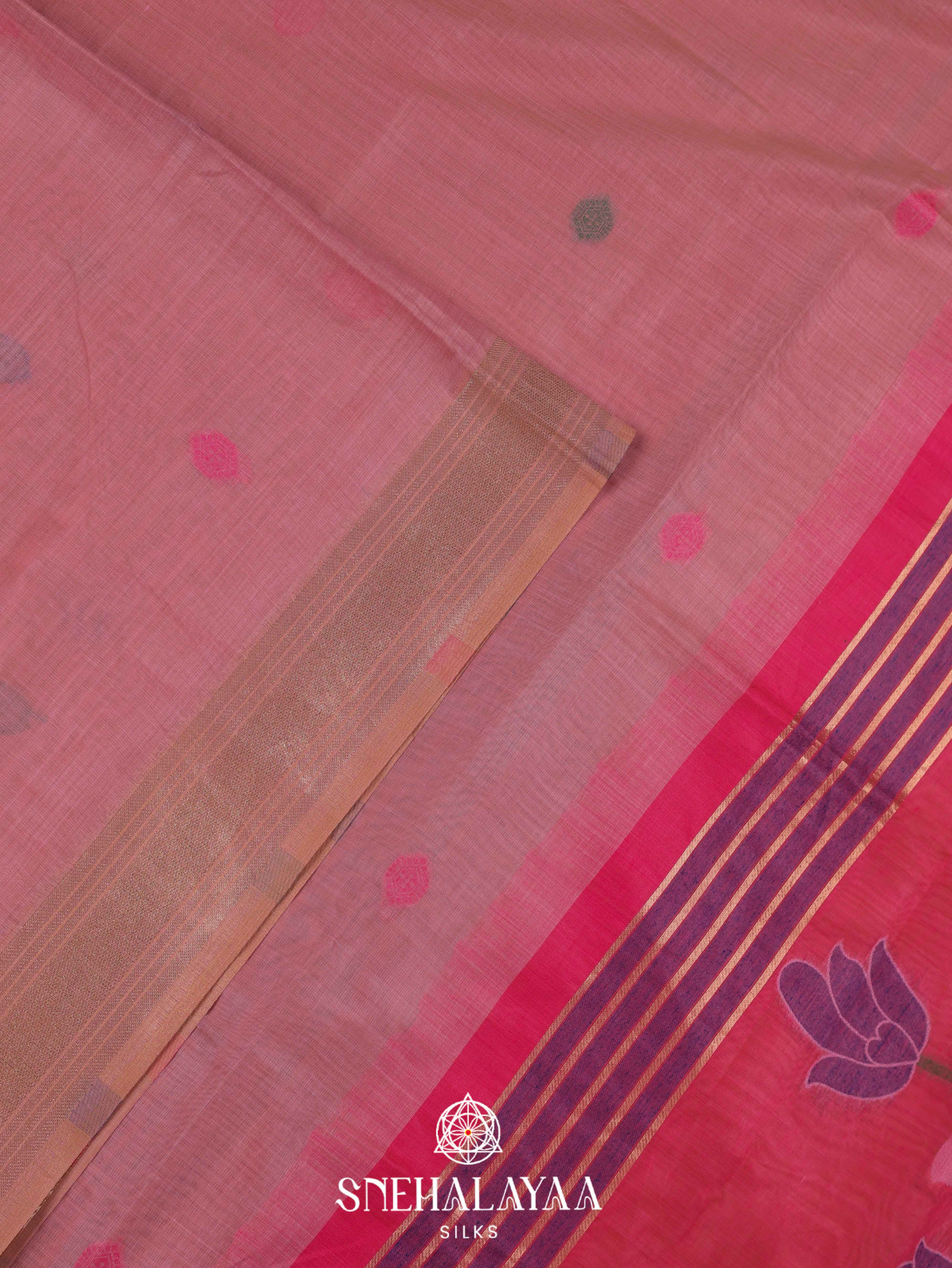 Pink Munga Cotton Saree