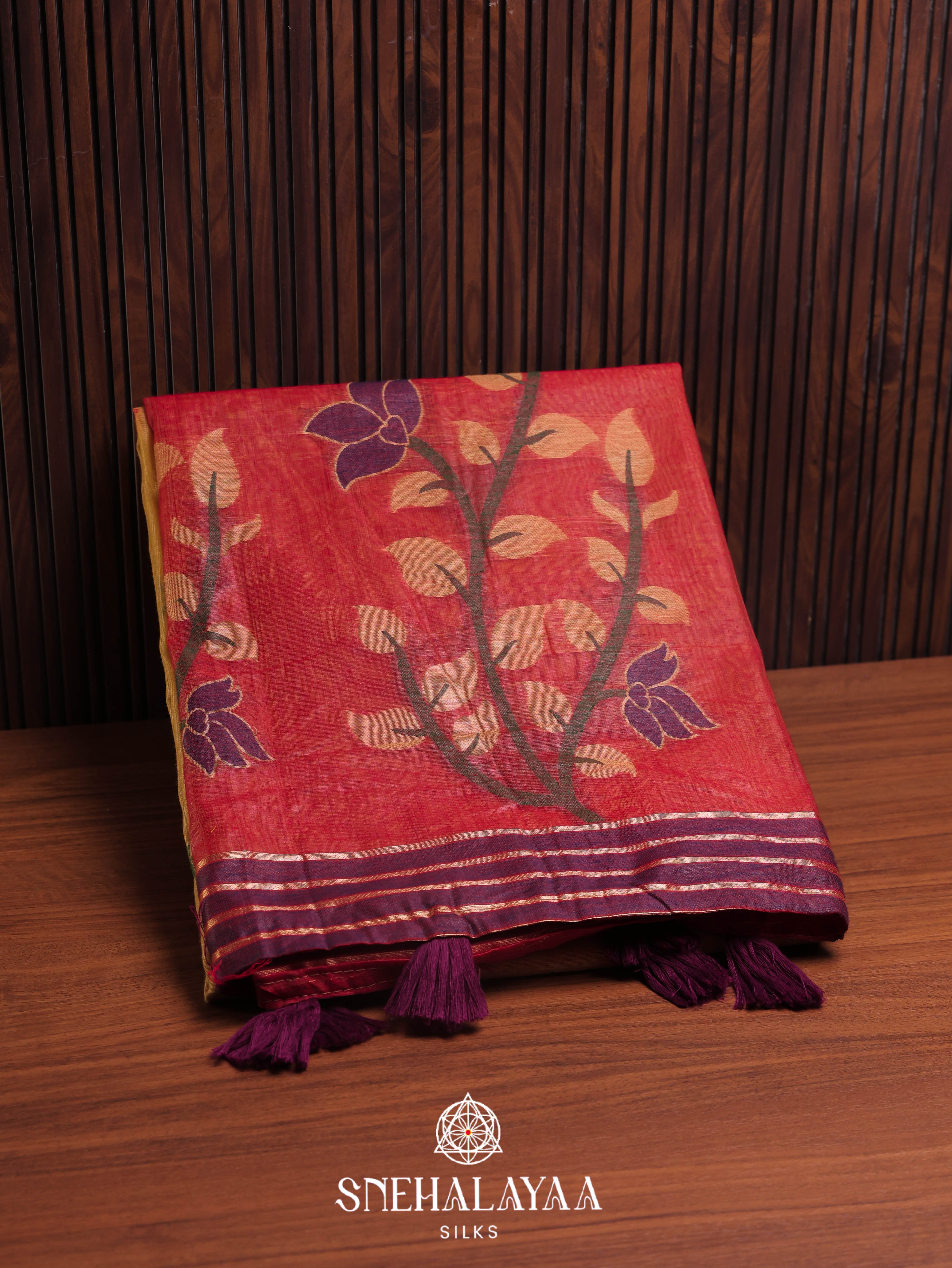 Yellow  Munga Cotton Saree