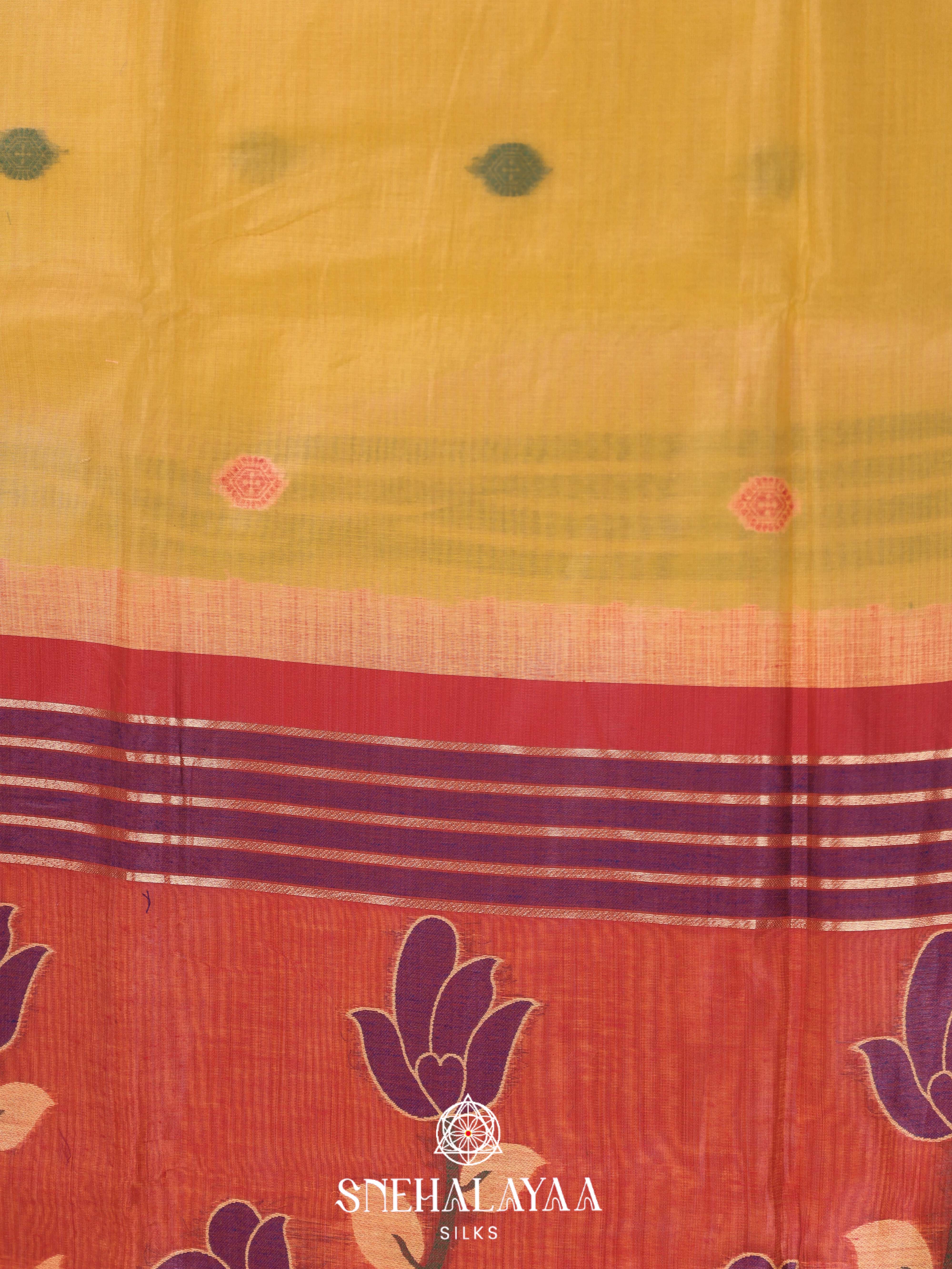 Yellow  Munga Cotton Saree