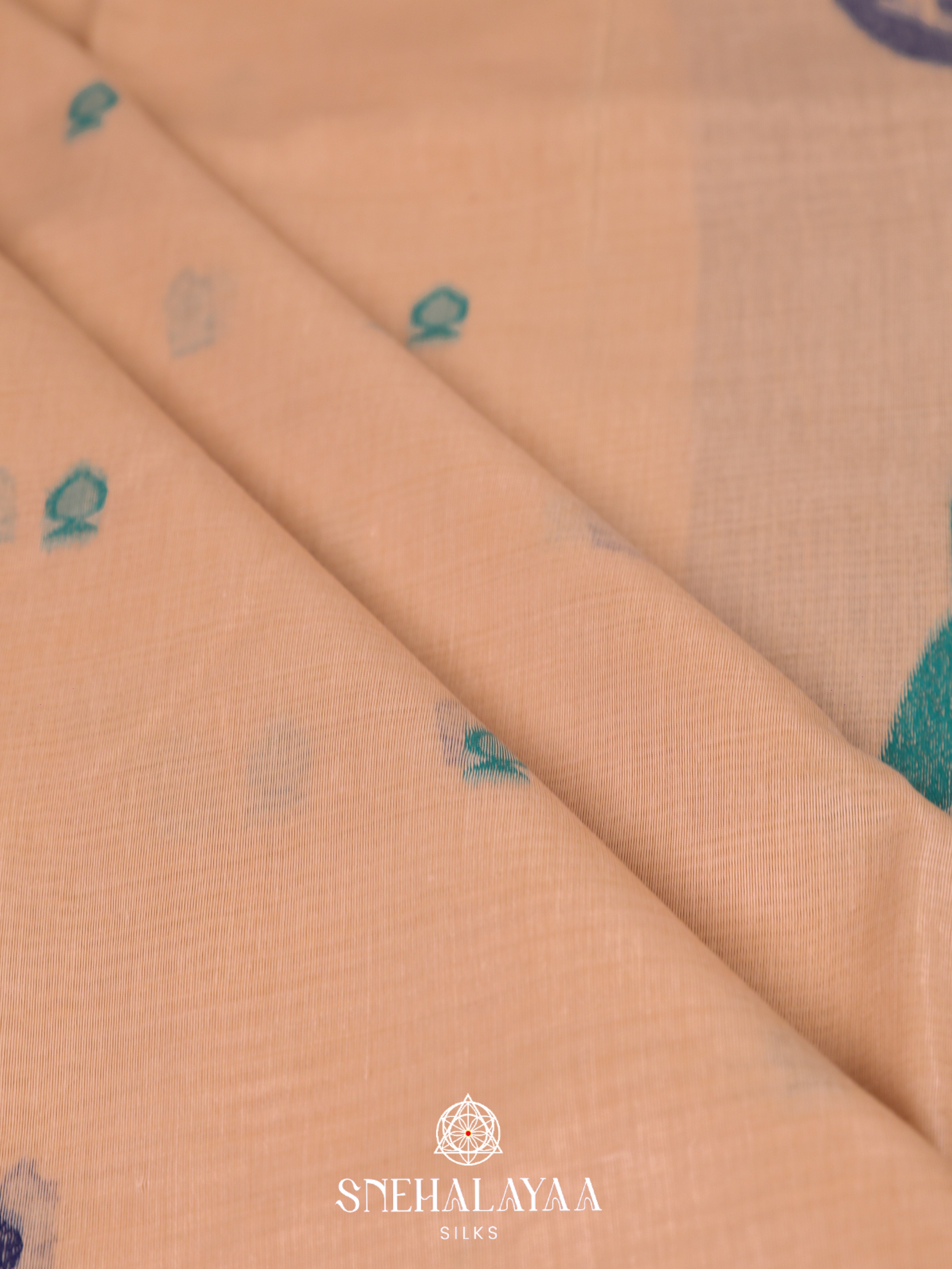 Peach Beige Munga Cotton Saree