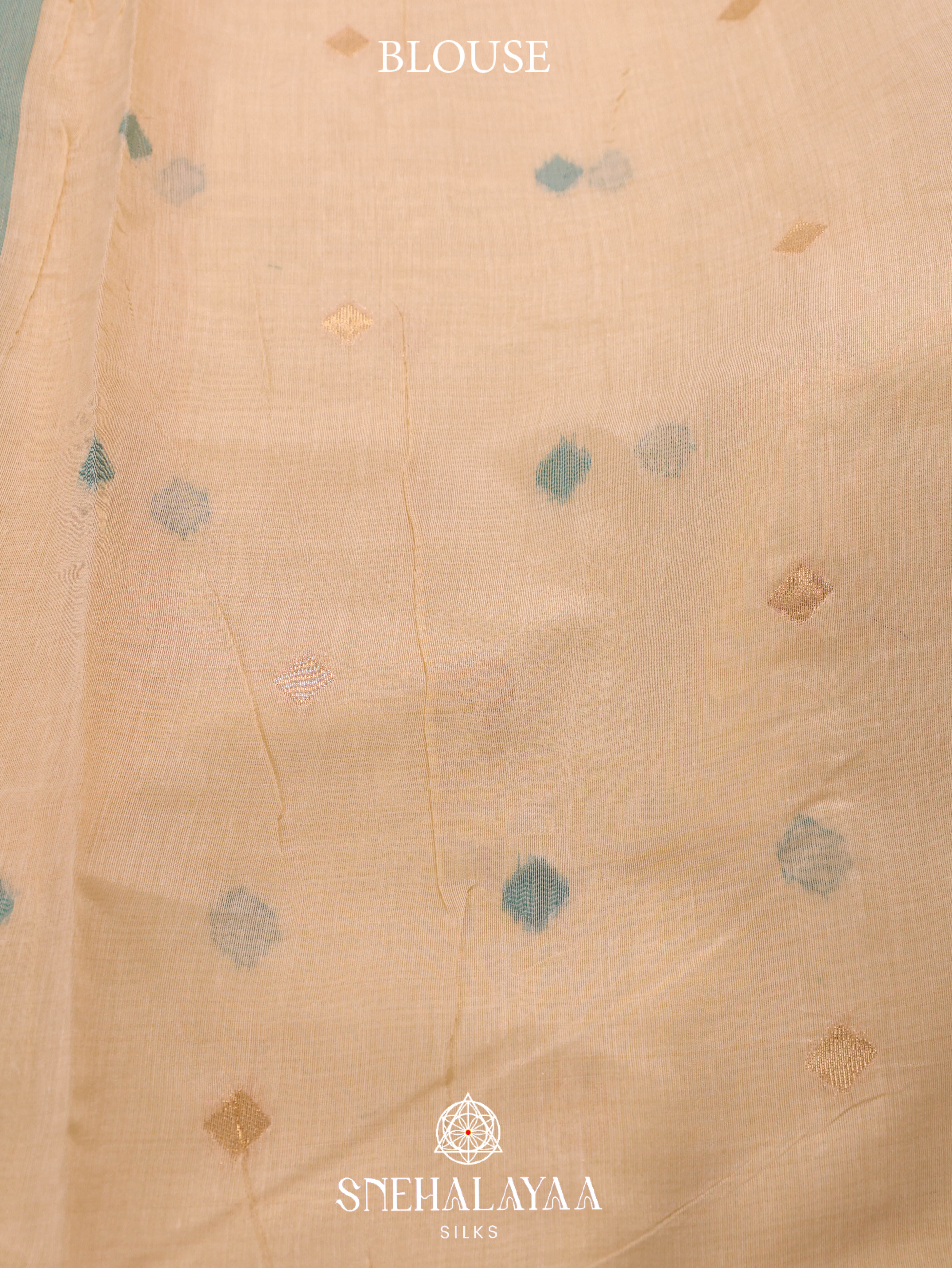Soft Beige Munga Cotton Saree