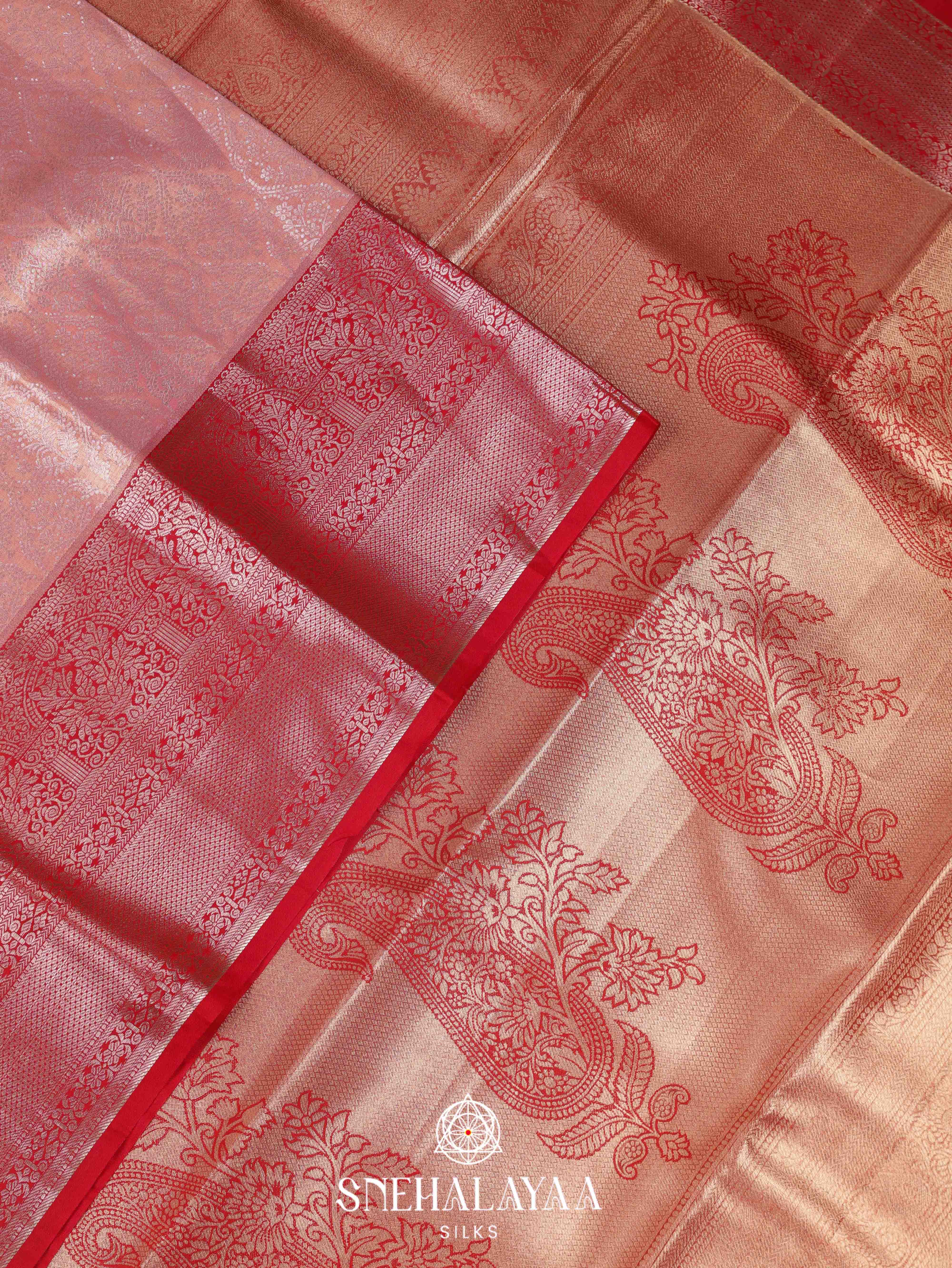 Baby Pink Art Silk Saree