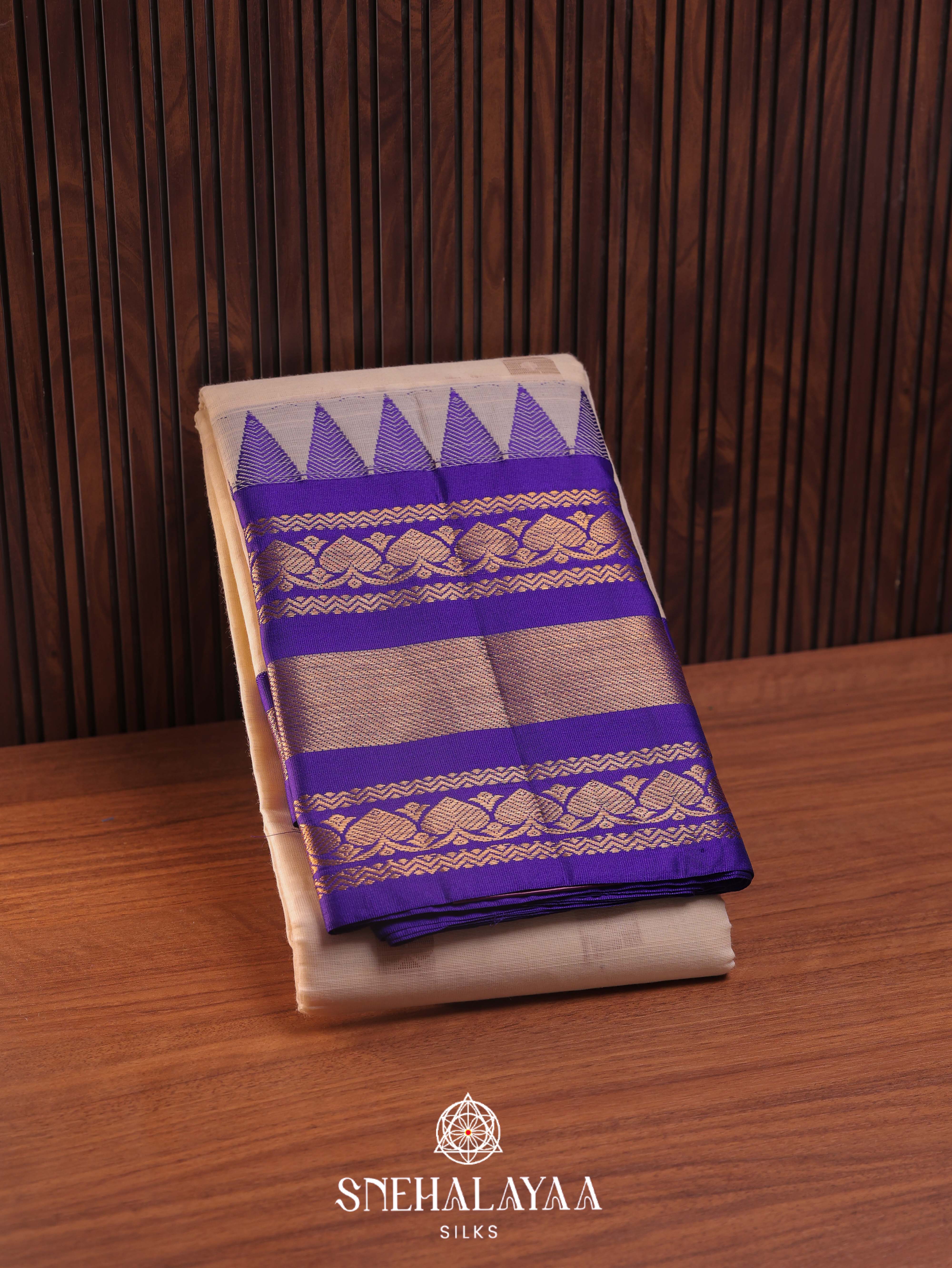 Beige Gadwal Cotton Saree