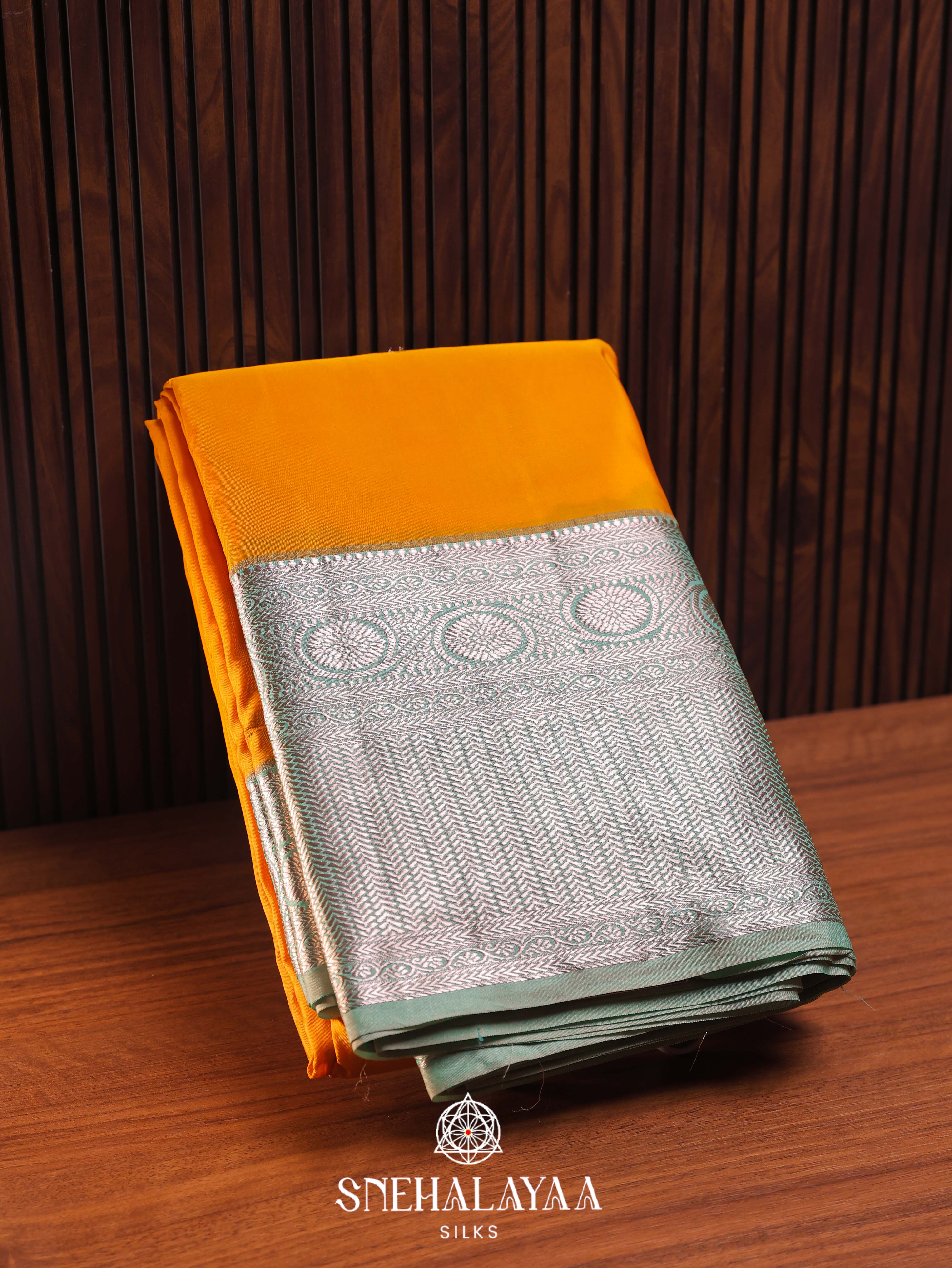 Mango Yellow Art Silk Saree