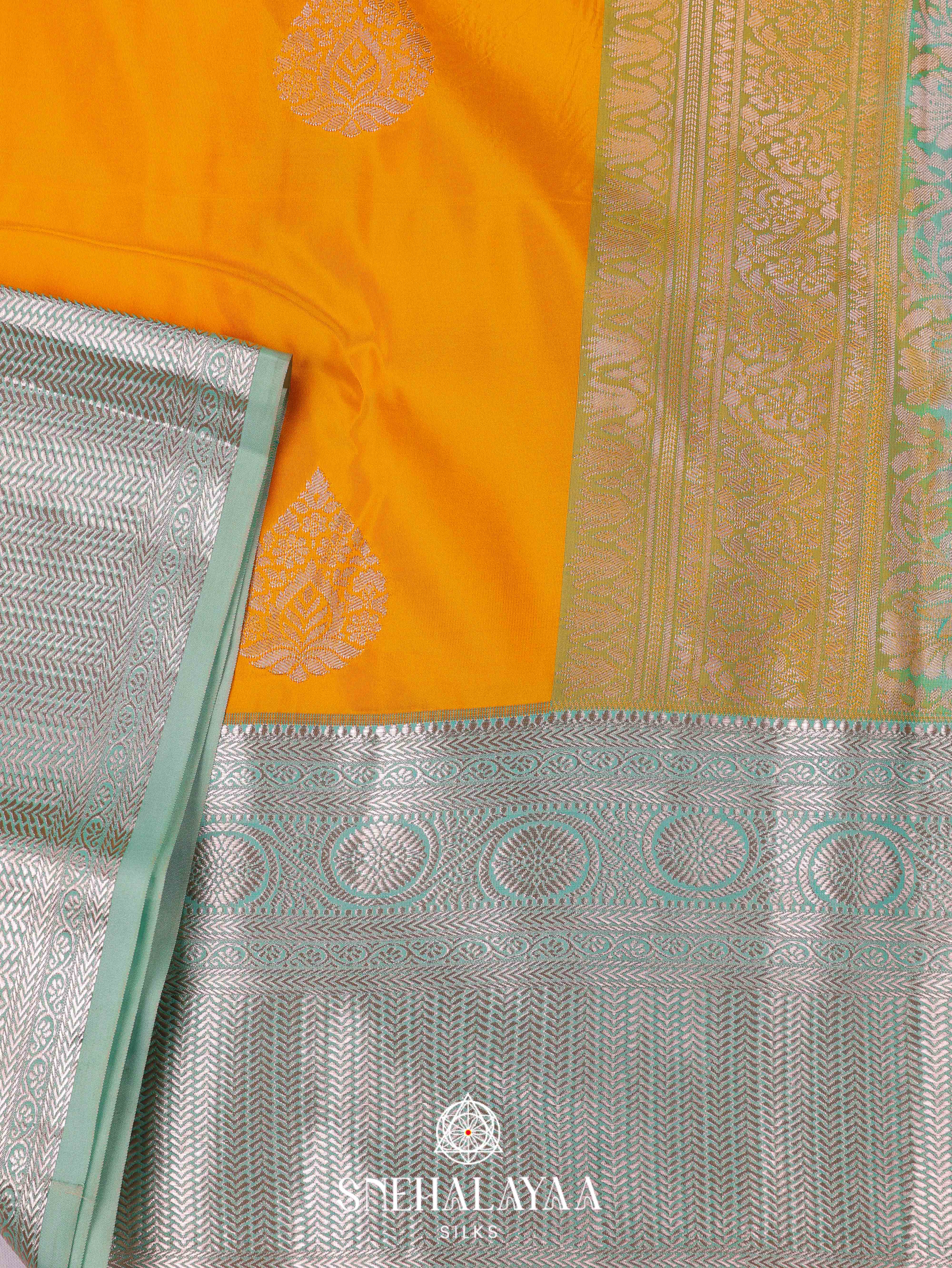 Mango Yellow Art Silk Saree