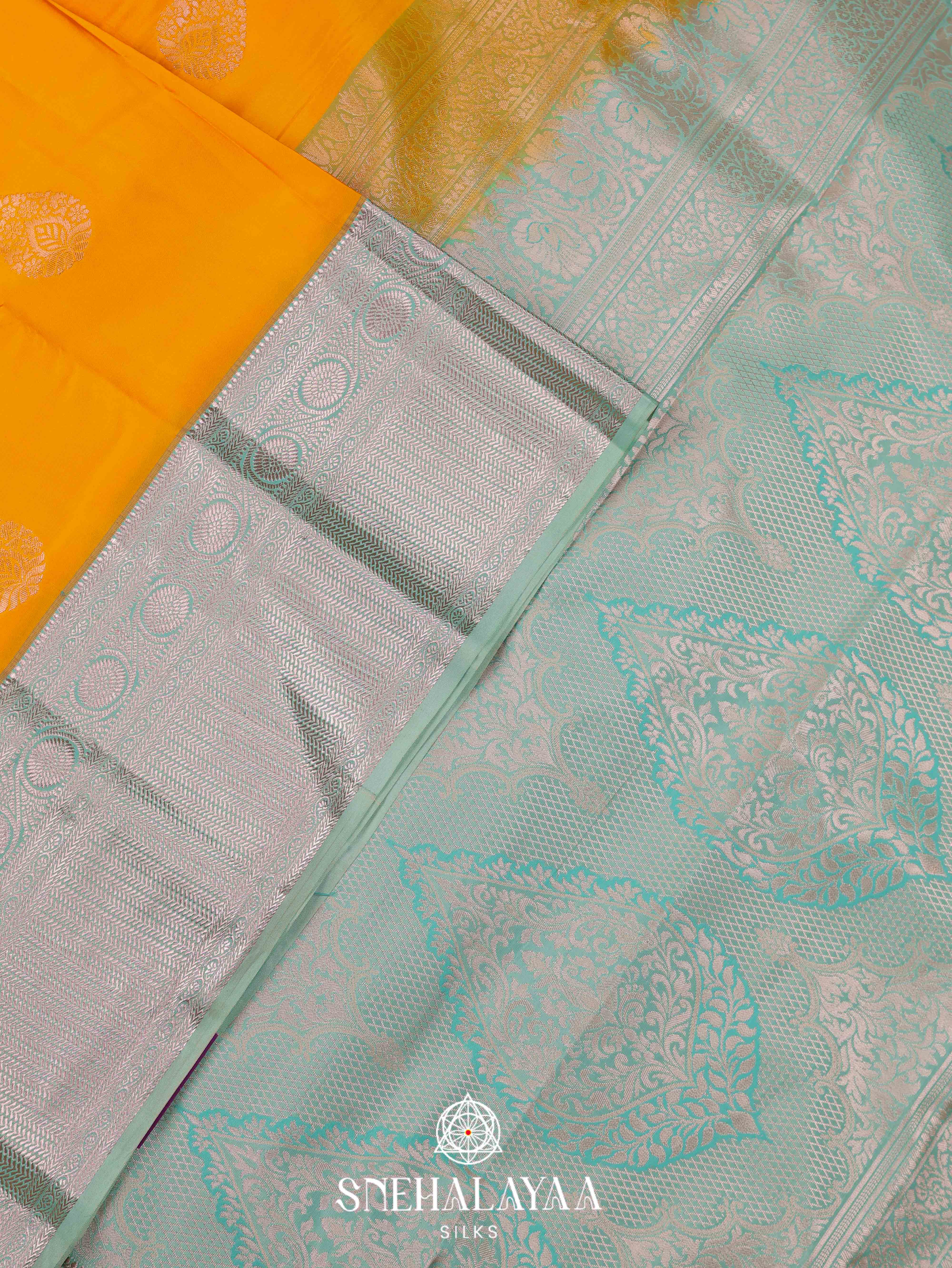 Mango Yellow Art Silk Saree