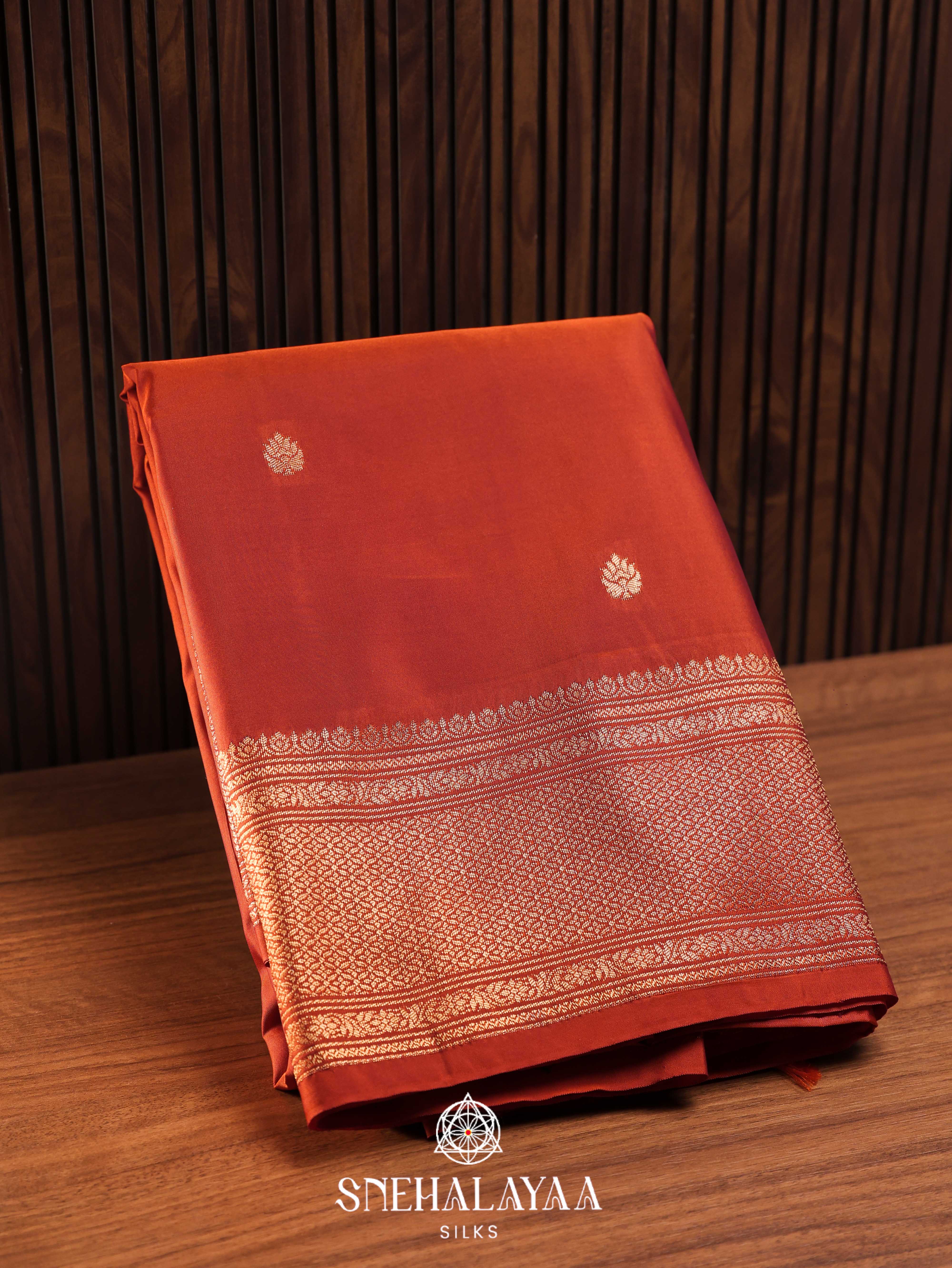 Orange Art Silk Saree