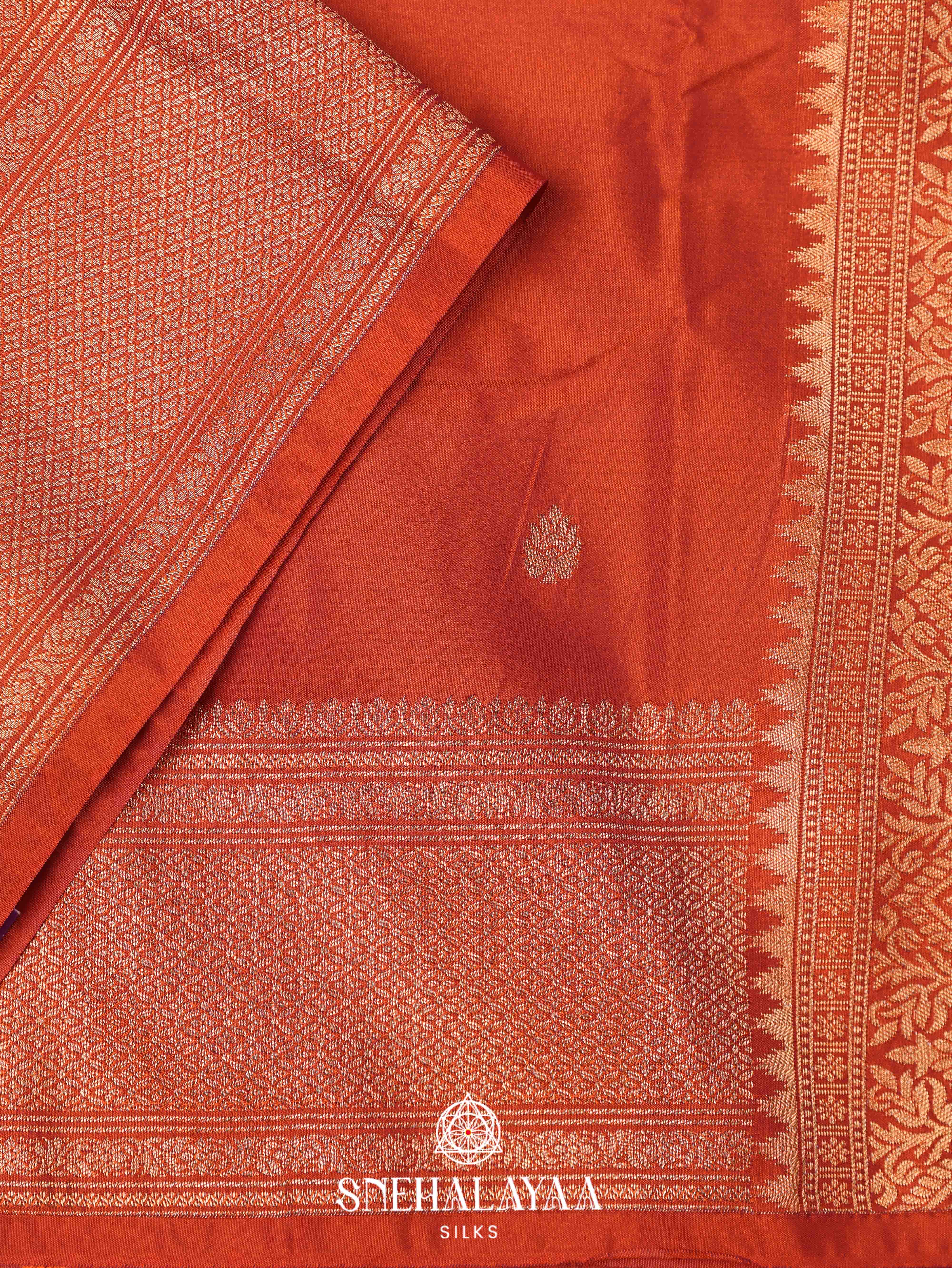 Orange Art Silk Saree