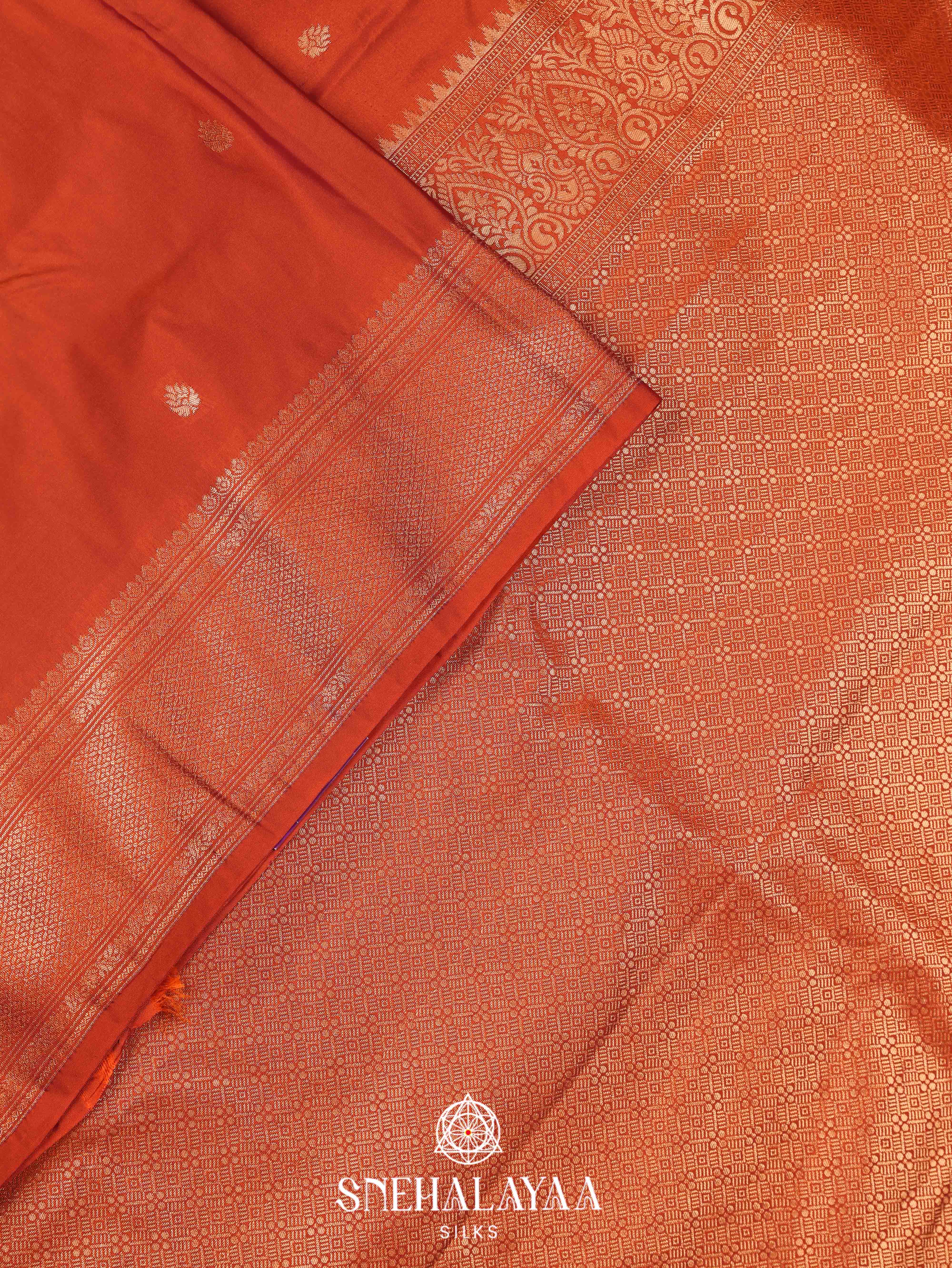 Orange Art Silk Saree