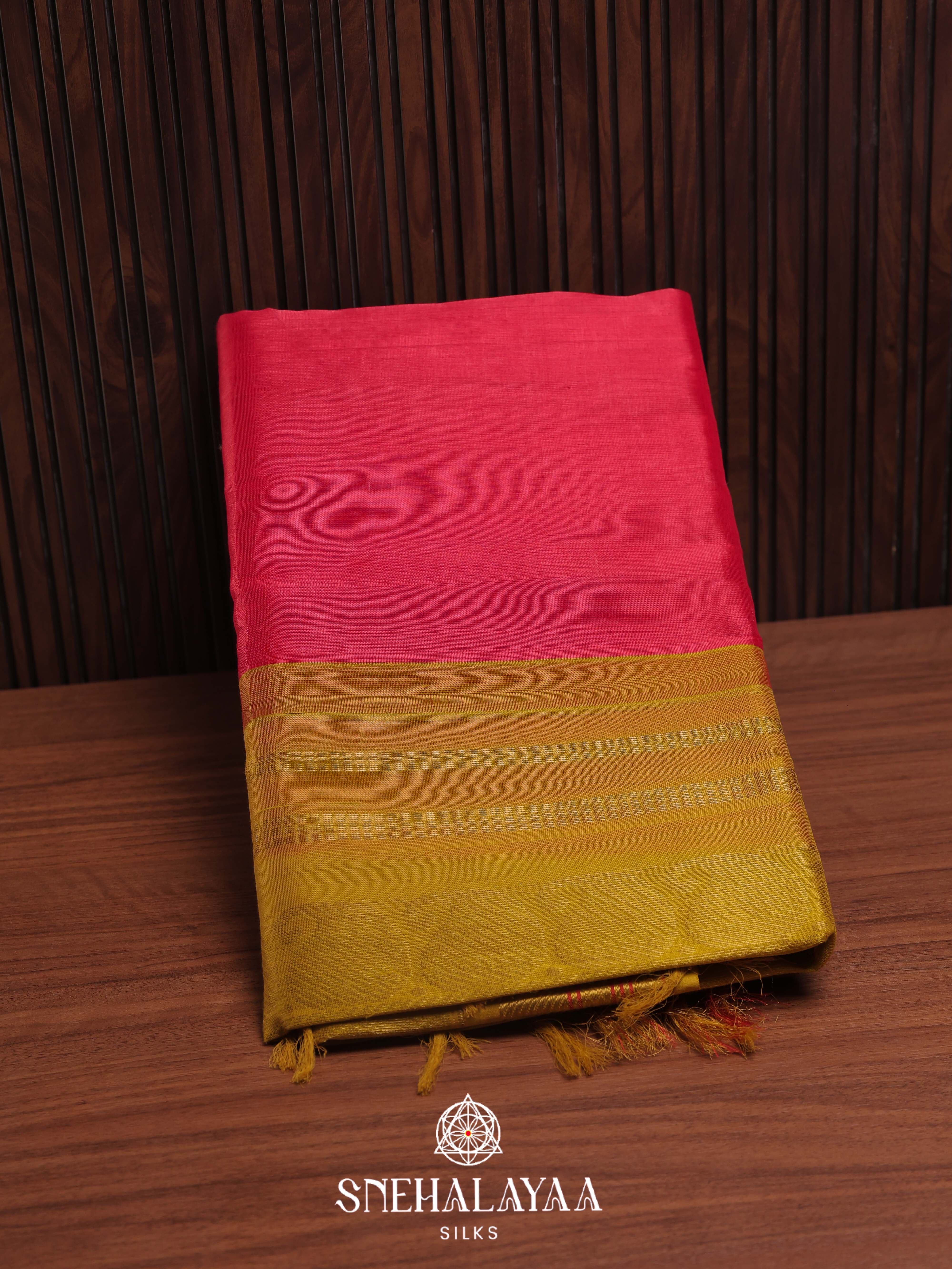 Ruby Red Silk Cotton Saree