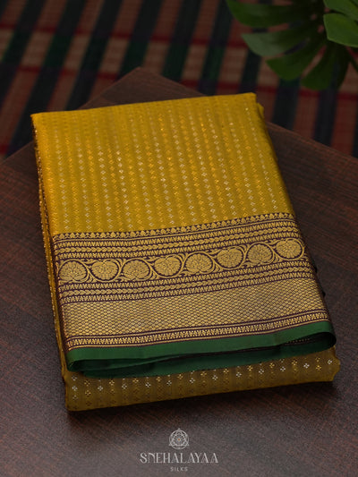 Mustard Yellow Kanjivaram Silk Saree