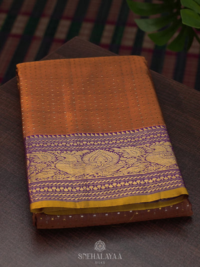 Burnt Orange Kanjivaram Silk Saree