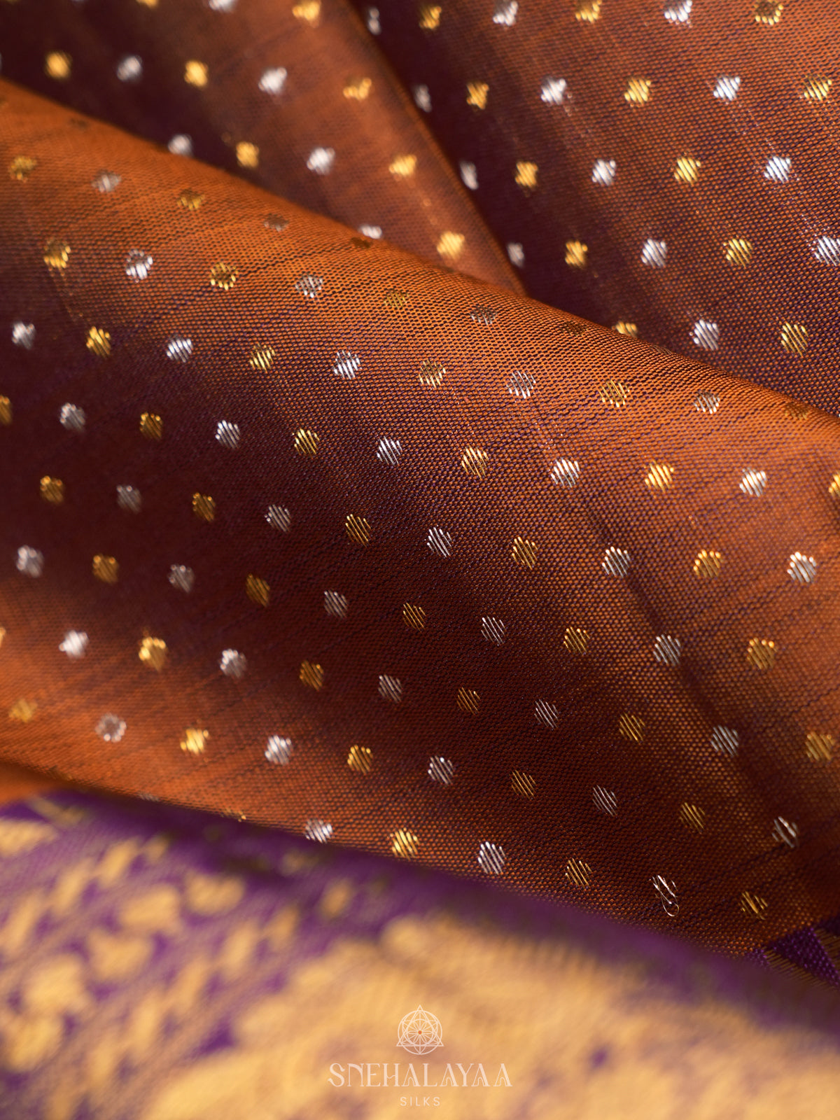 Burnt Orange Kanjivaram Silk Saree