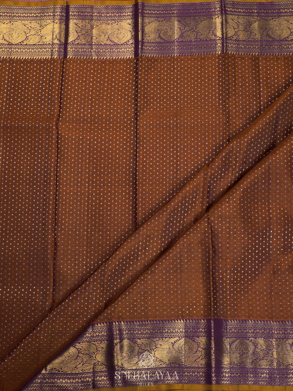 Burnt Orange Kanjivaram Silk Saree