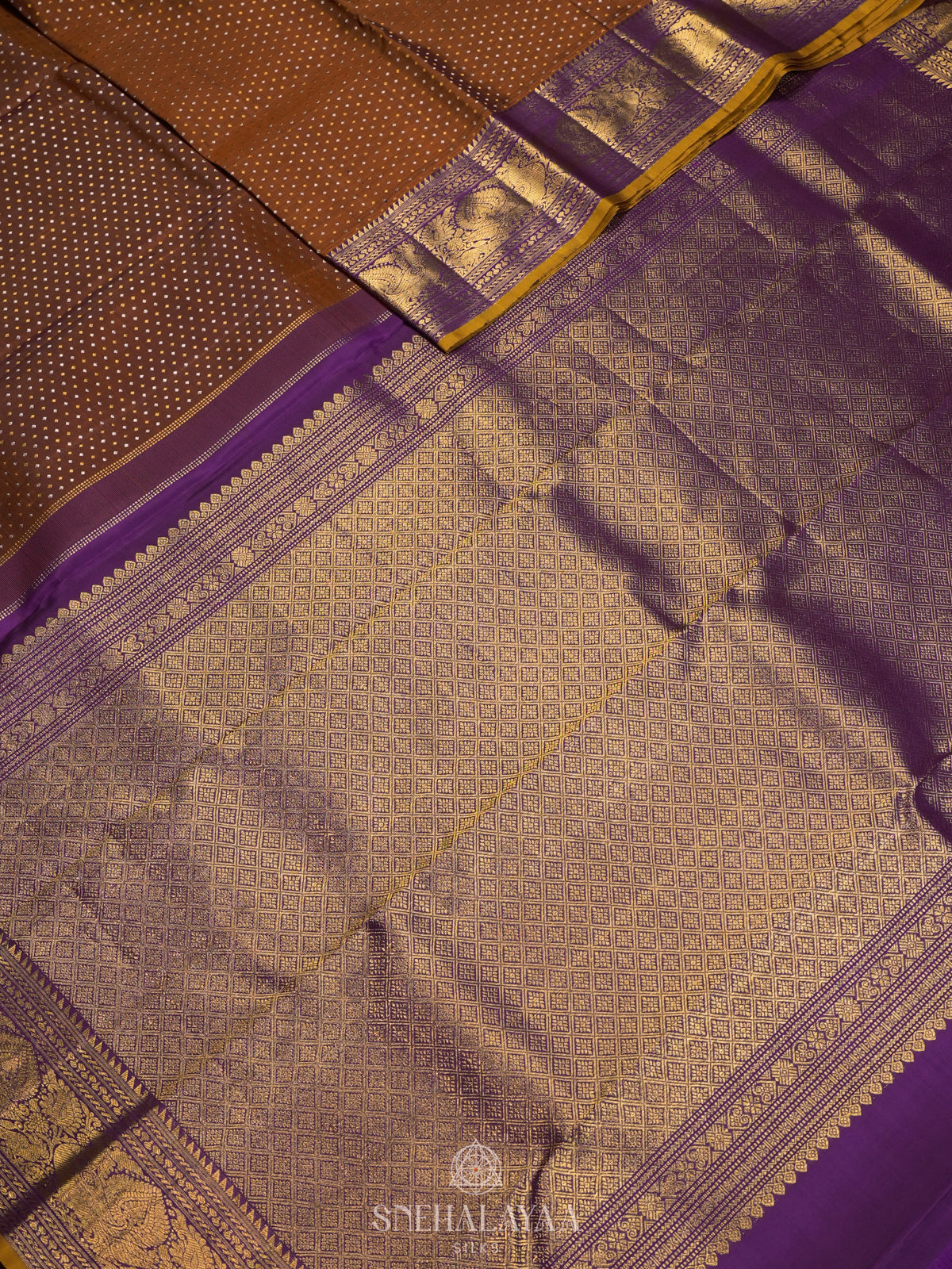 Burnt Orange Kanjivaram Silk Saree