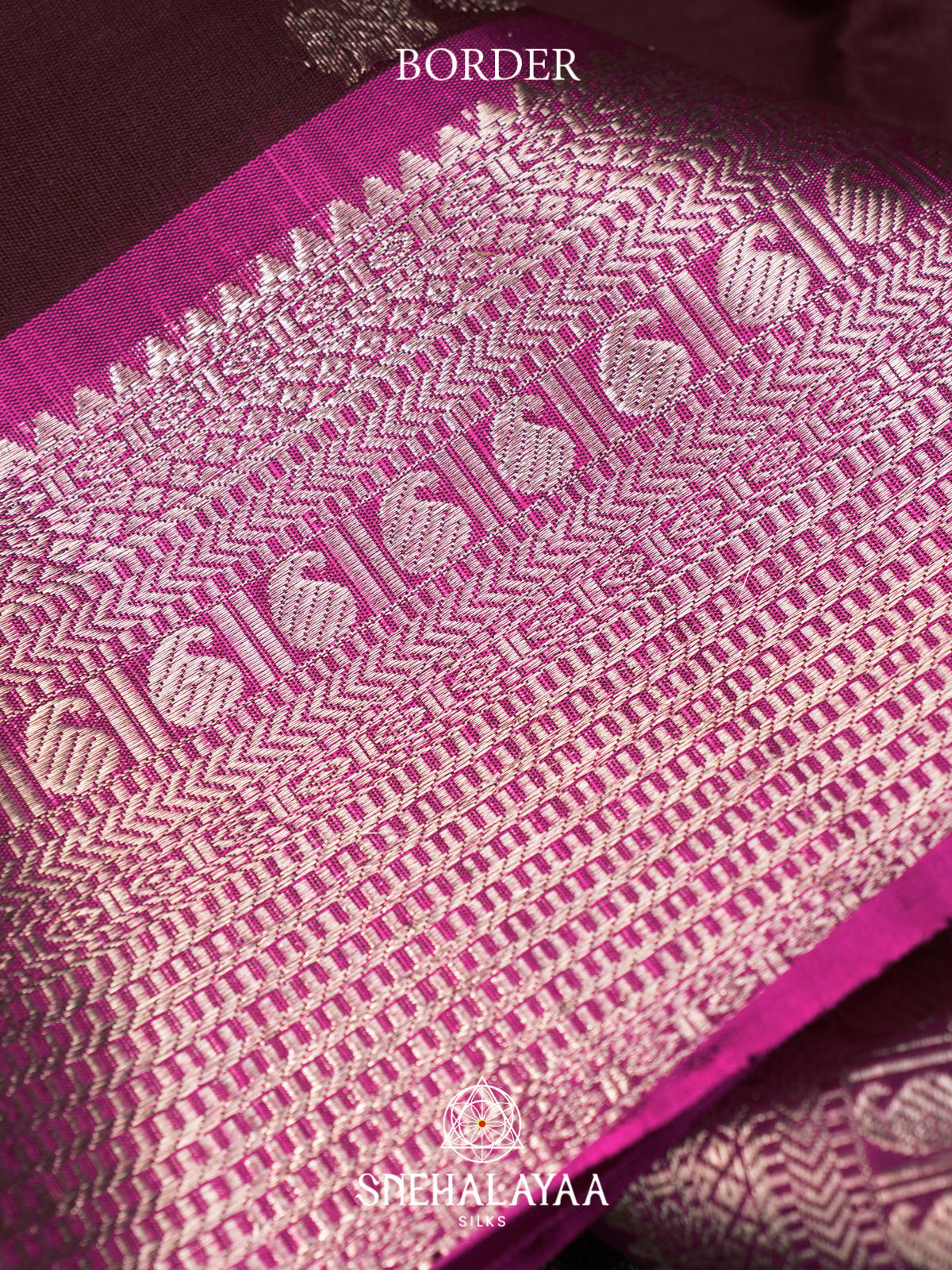 Wine Kanchi Kora Silk Saree with Magenta Zari Border