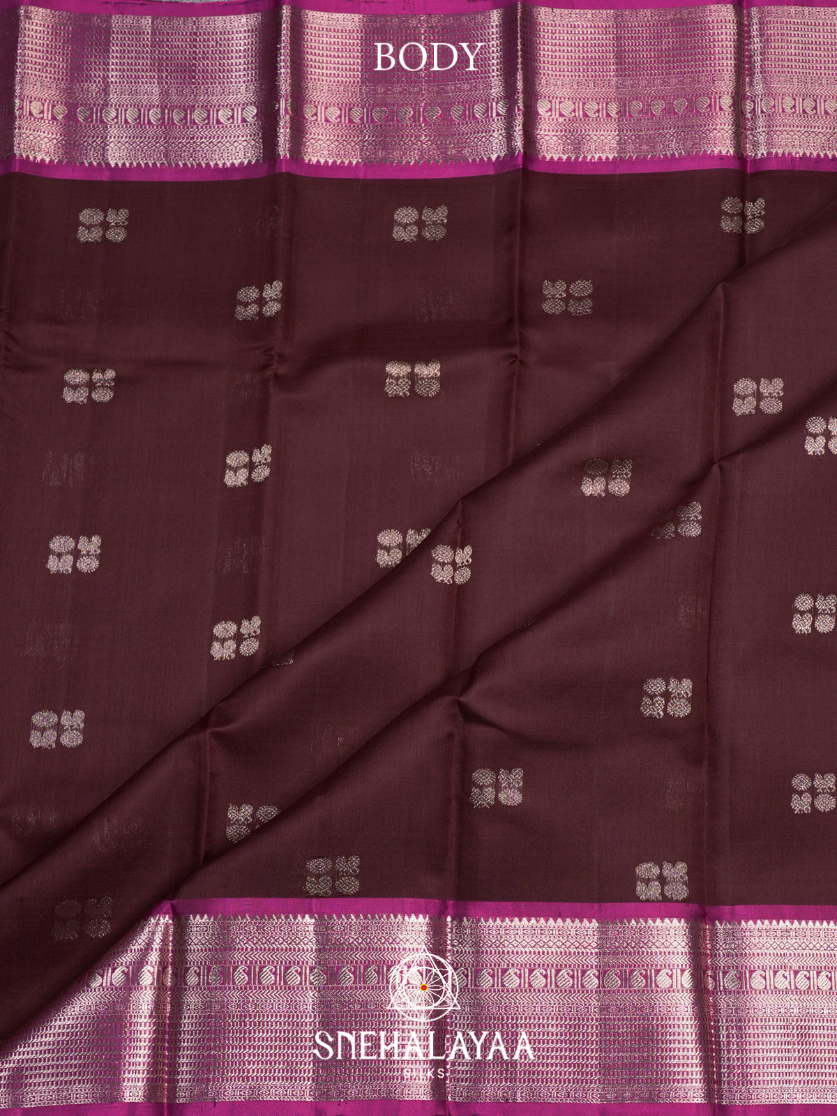 Wine Kanchi Kora Silk Saree with Magenta Zari Border