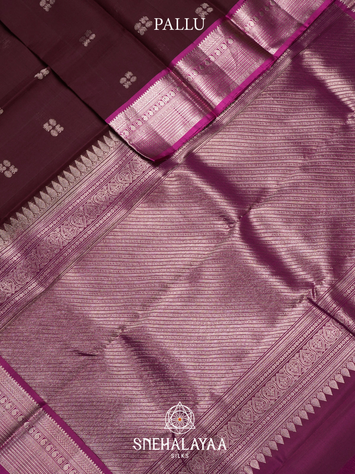 Wine Kanchi Kora Silk Saree with Magenta Zari Border