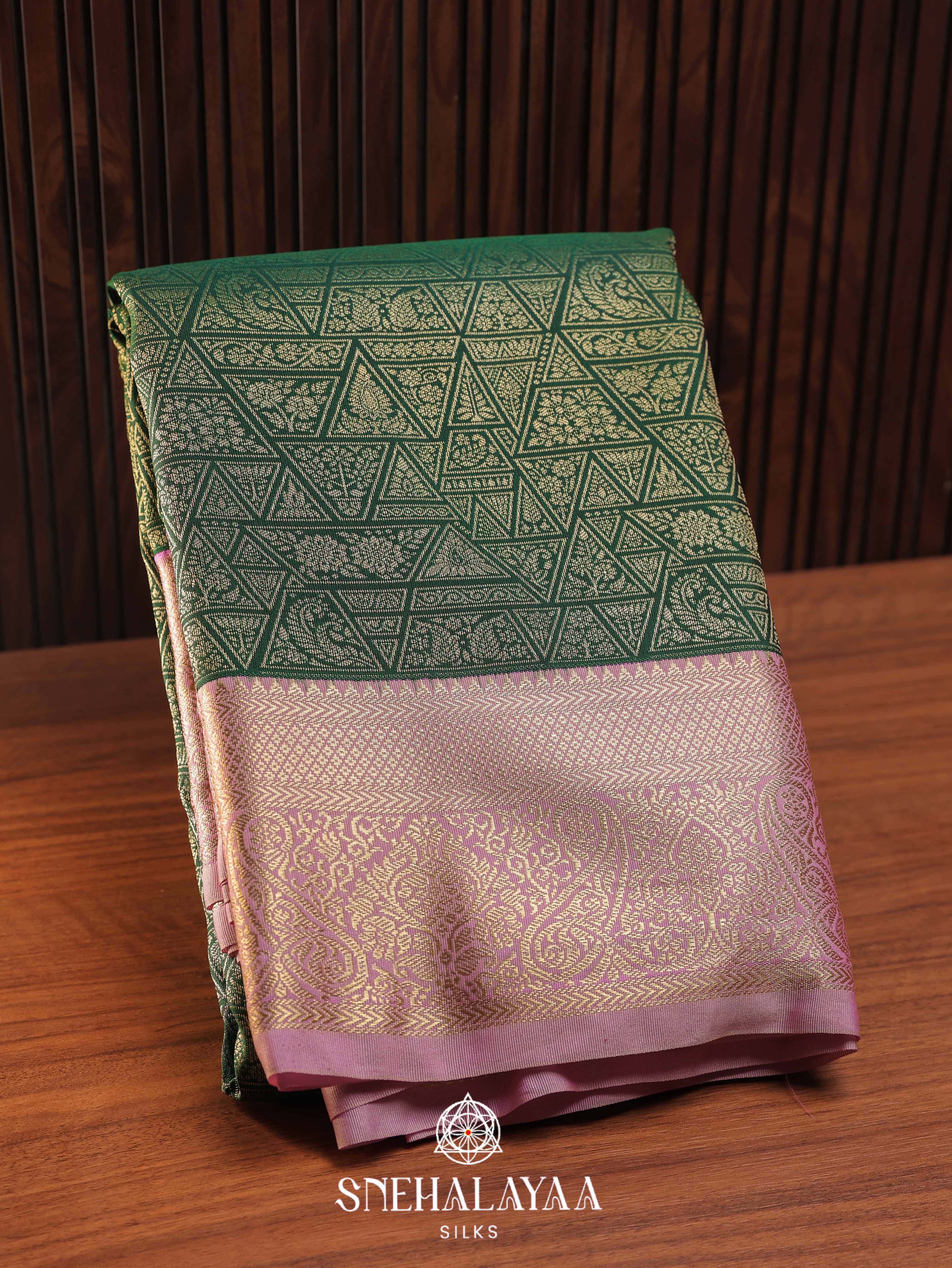 Forest Green Art Silk Saree