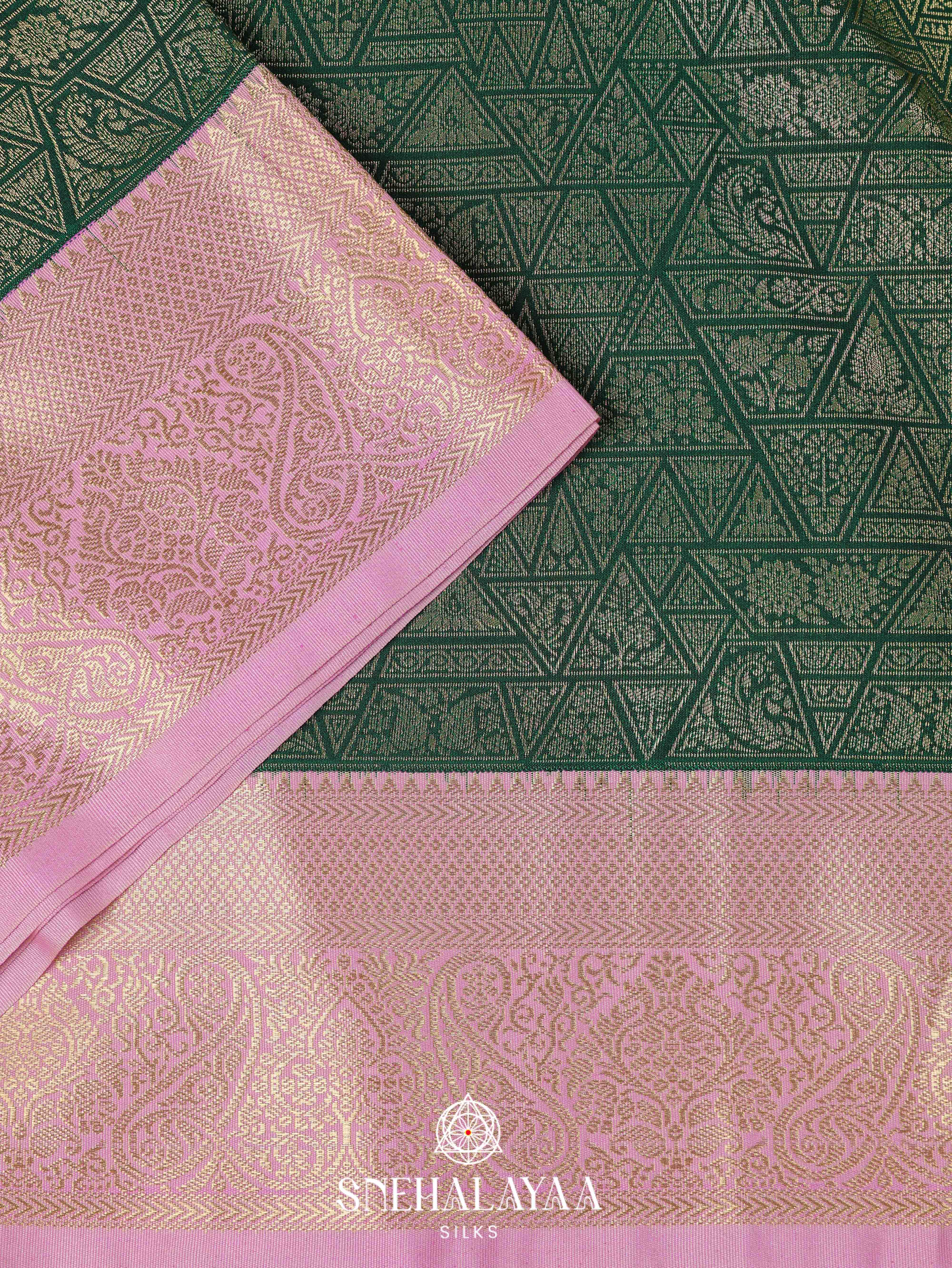 Forest Green Art Silk Saree