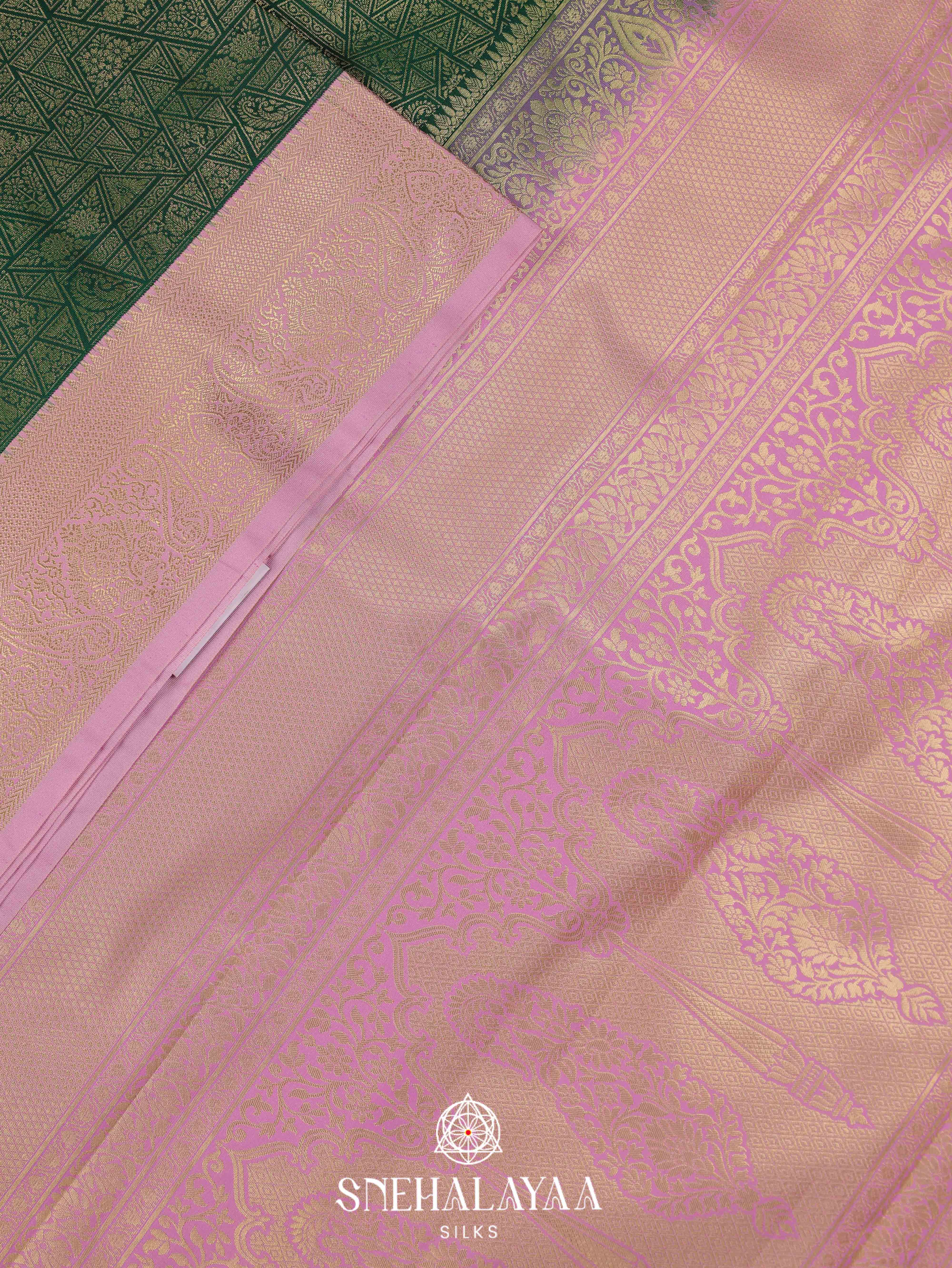 Forest Green Art Silk Saree
