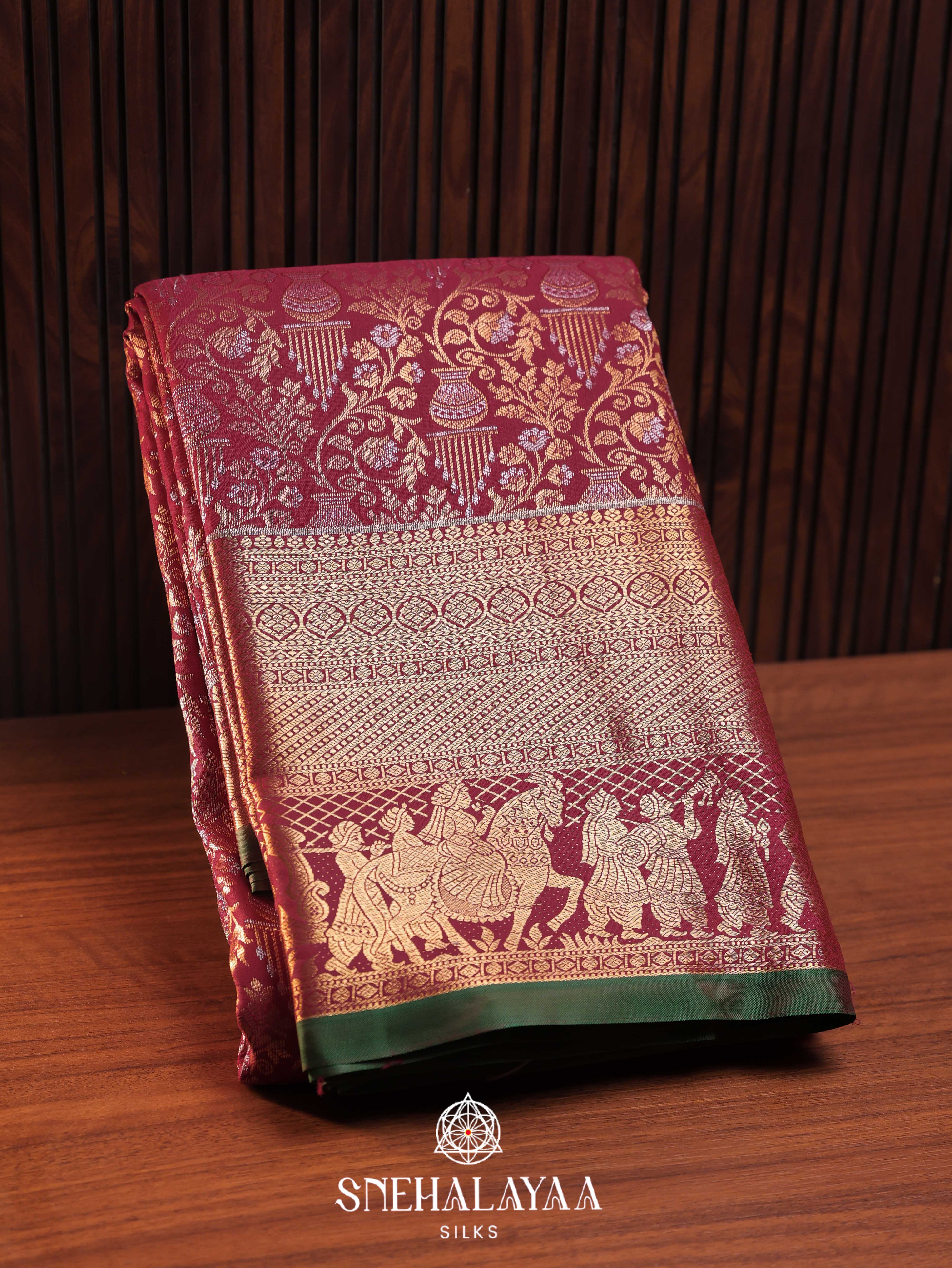 Maroon Art Silk Saree