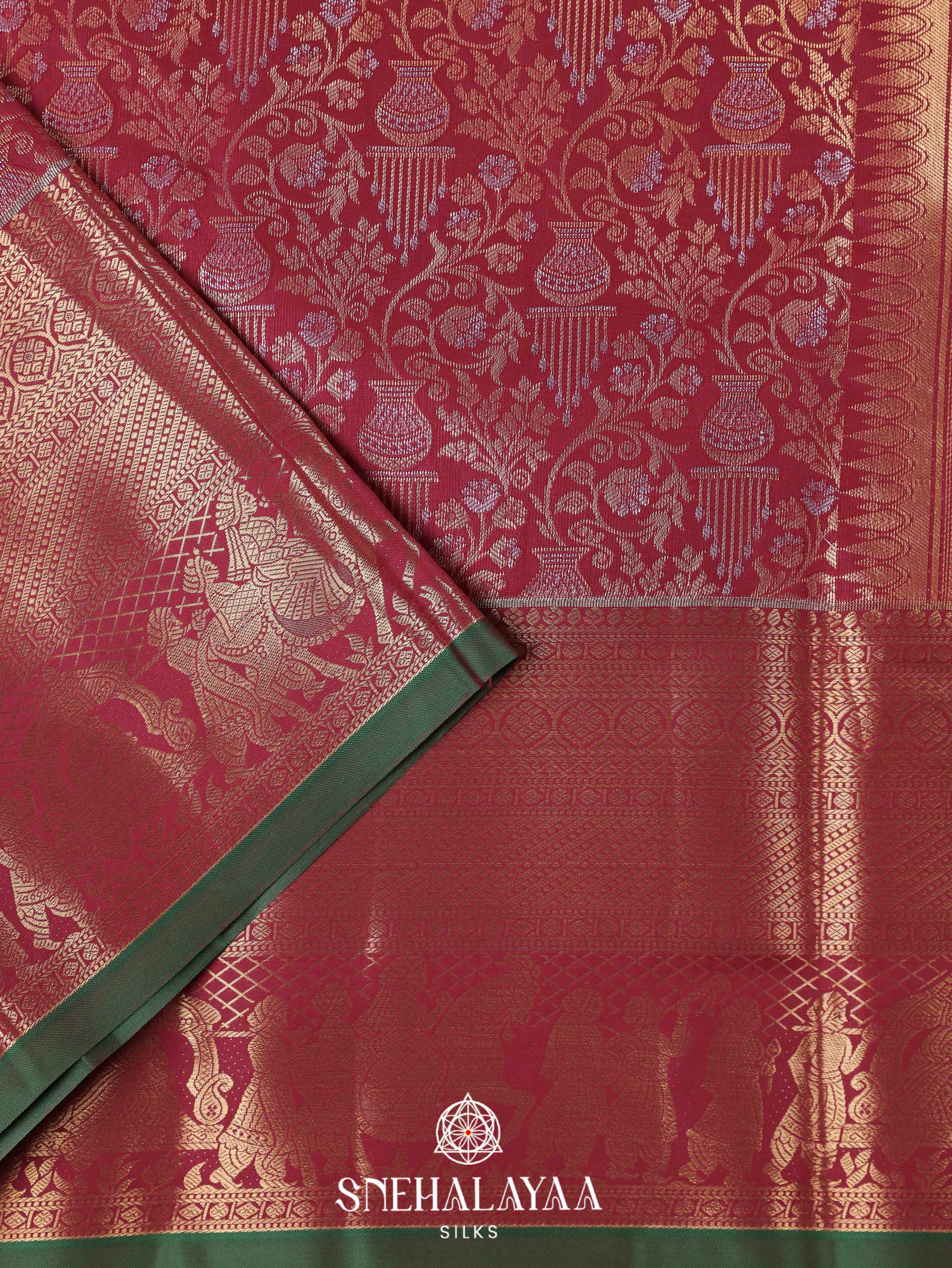 Maroon Art Silk Saree