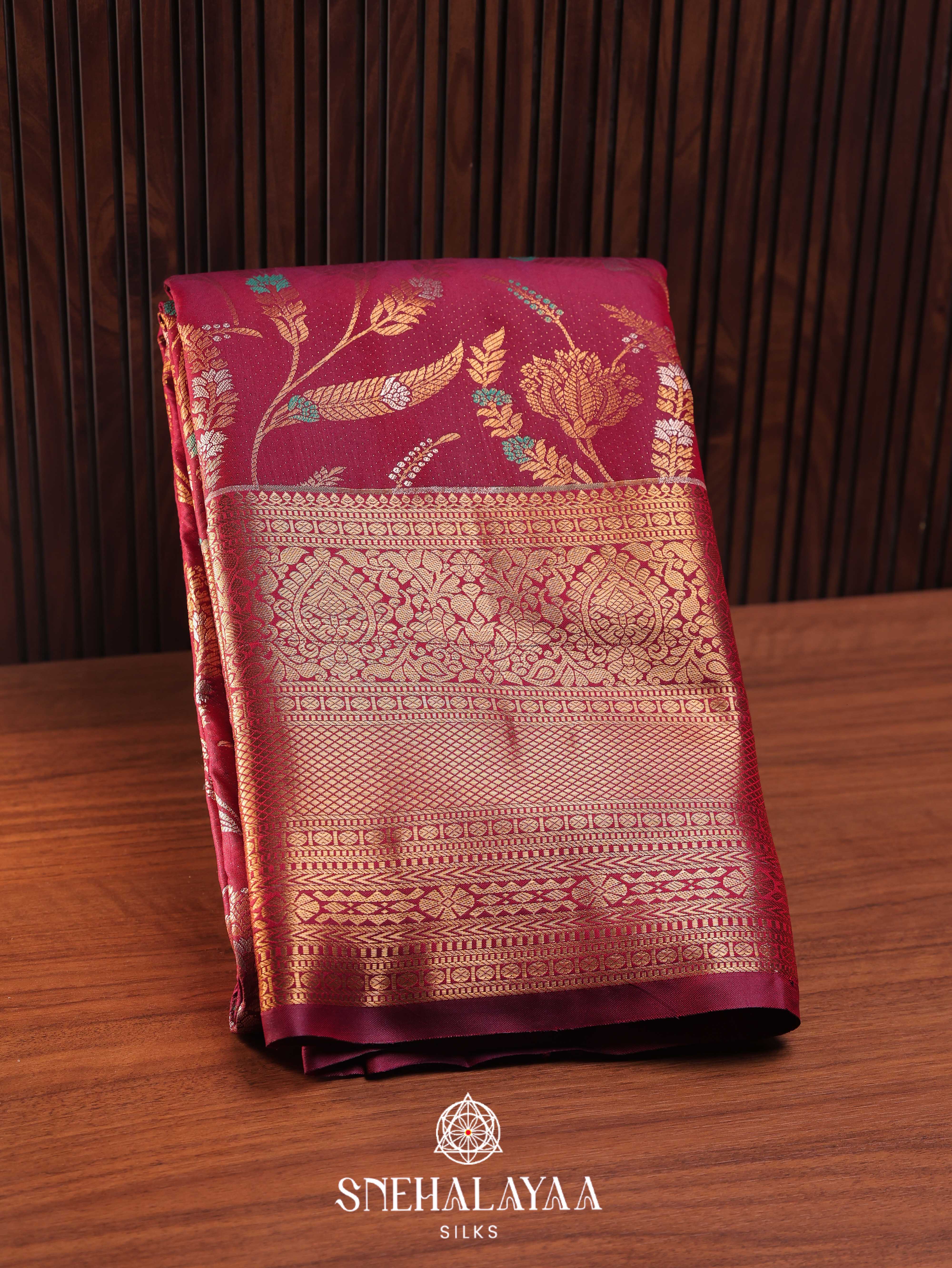 Maroon Art Silk Saree
