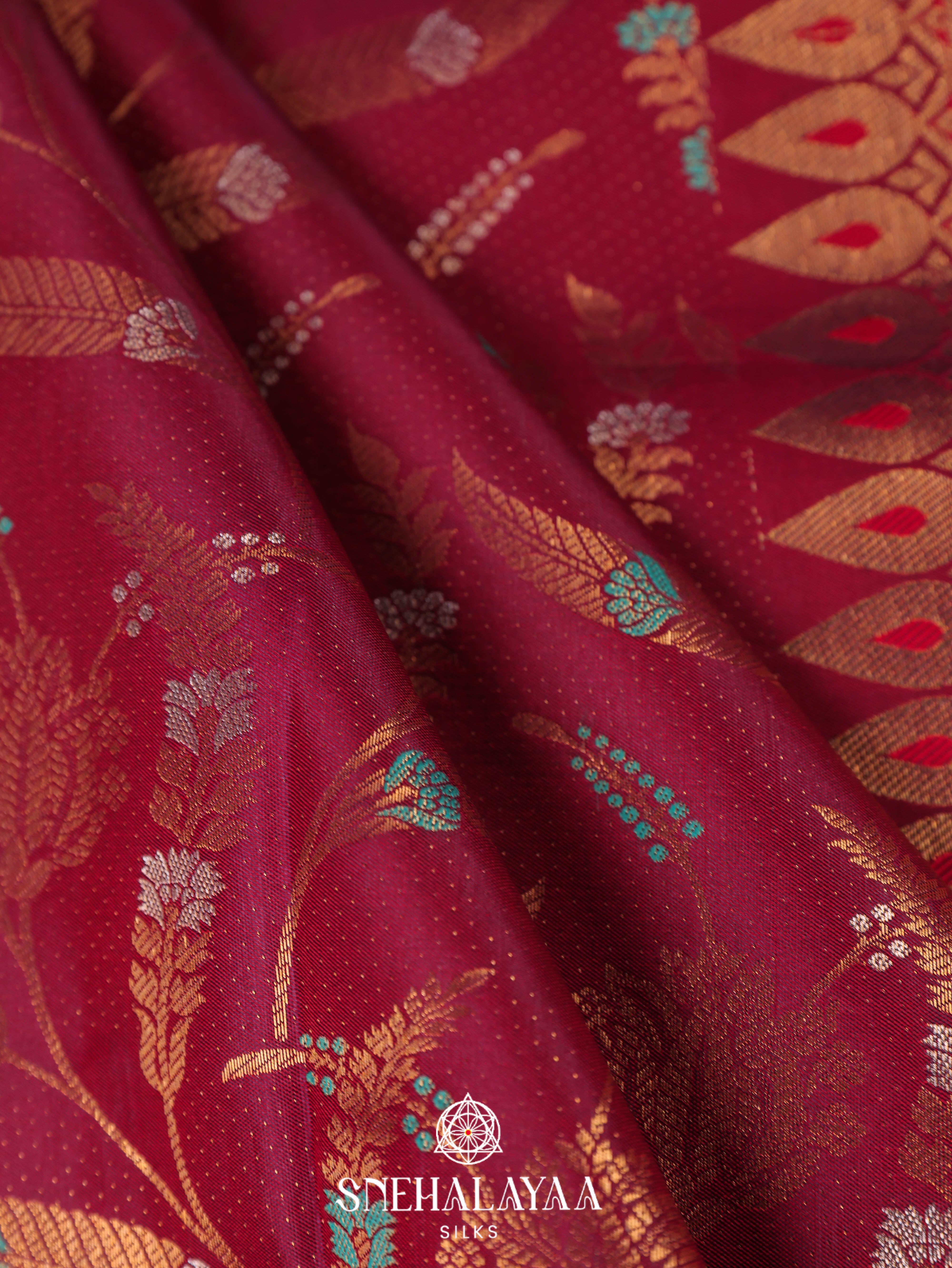 Maroon Art Silk Saree