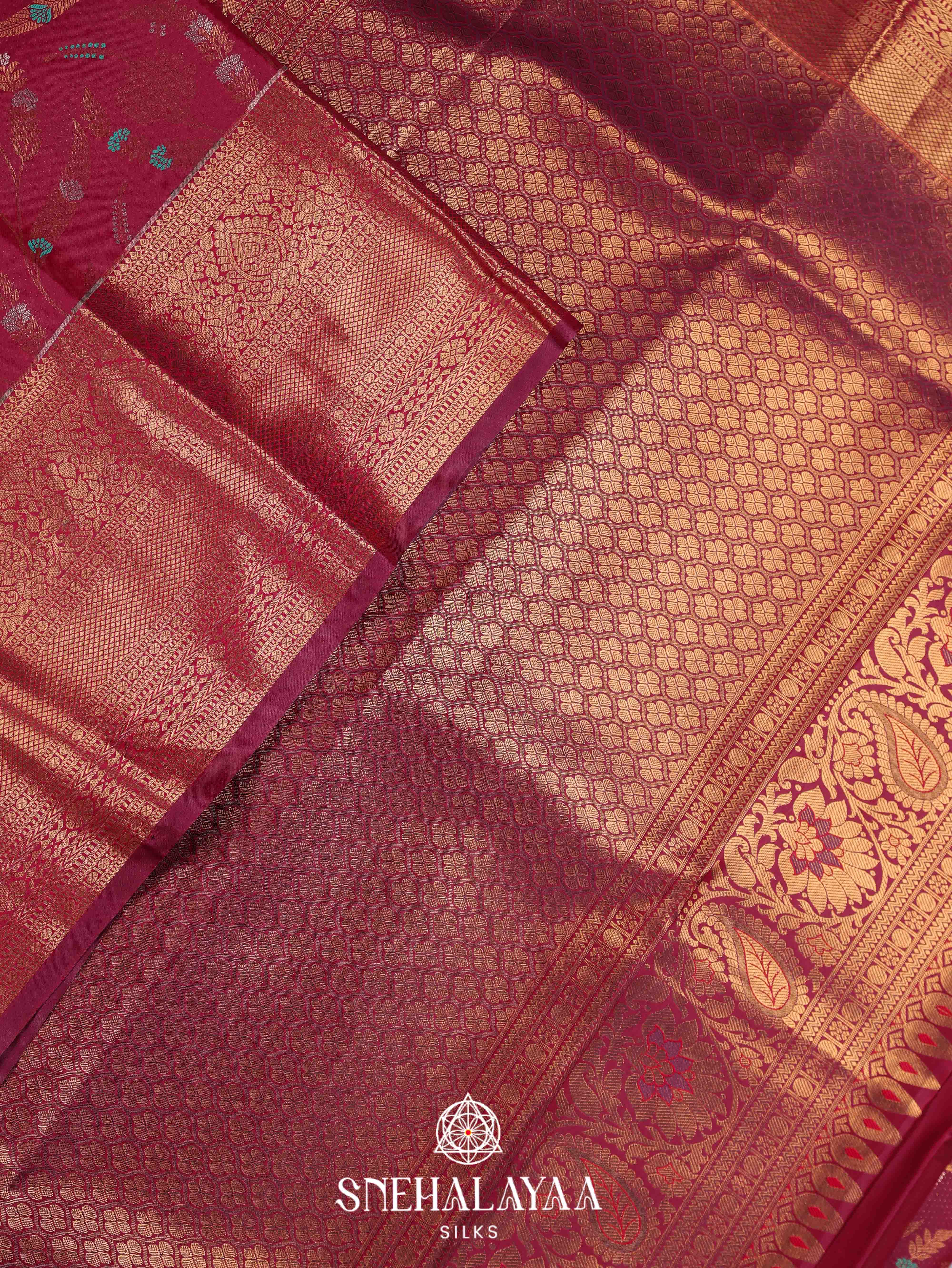 Maroon Art Silk Saree