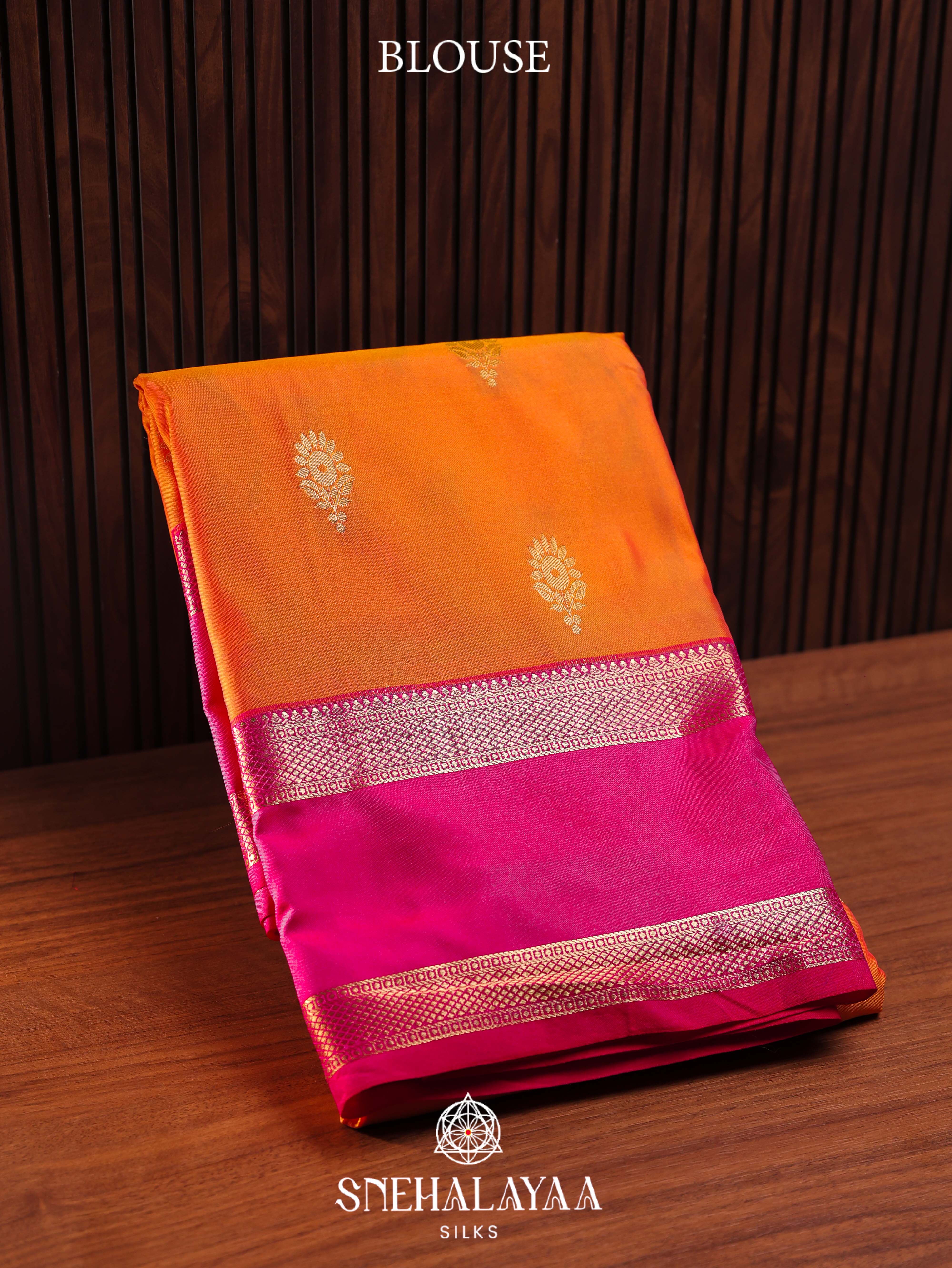 Rust Orange Art Silk Saree