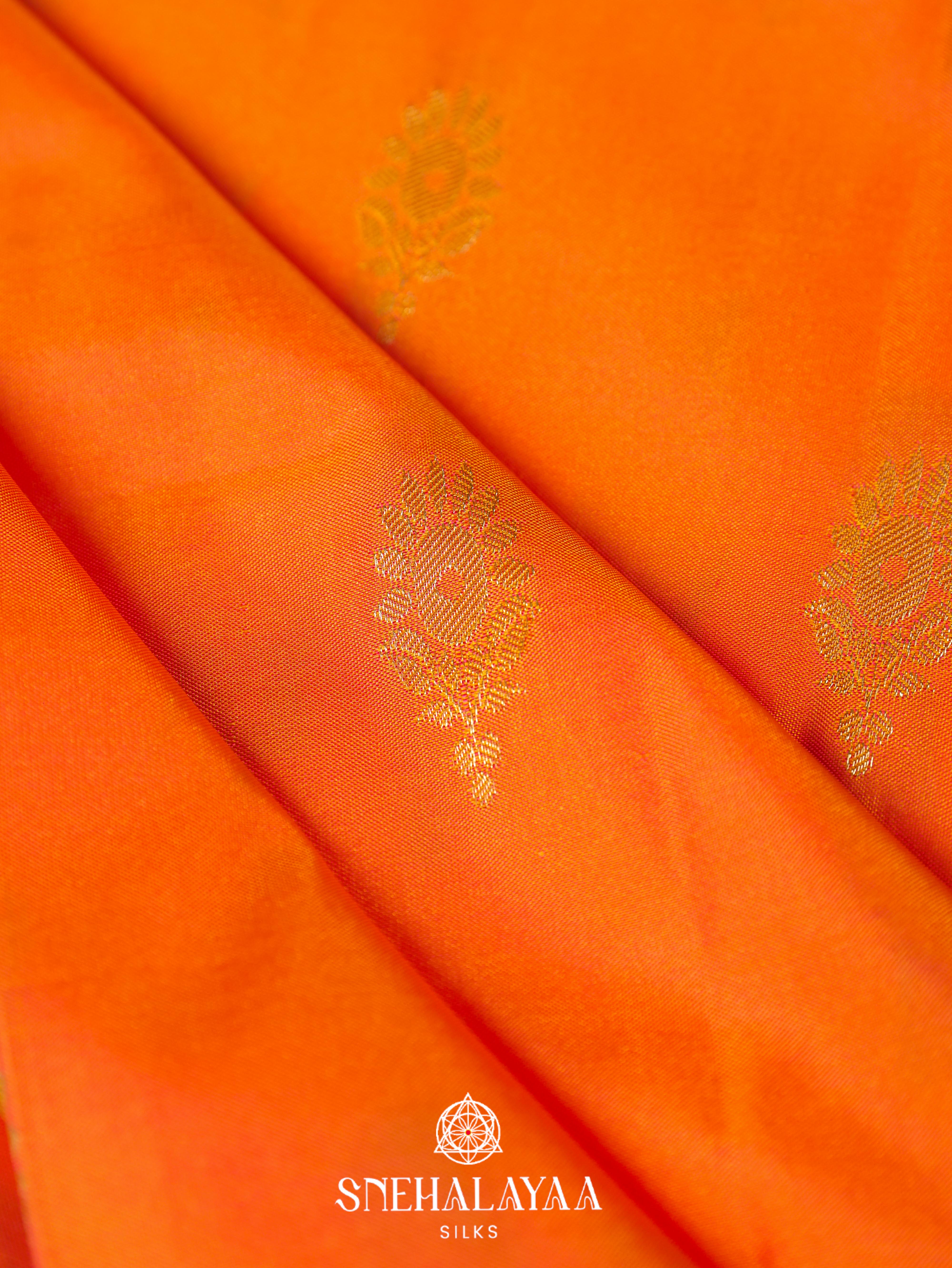 Rust Orange Art Silk Saree