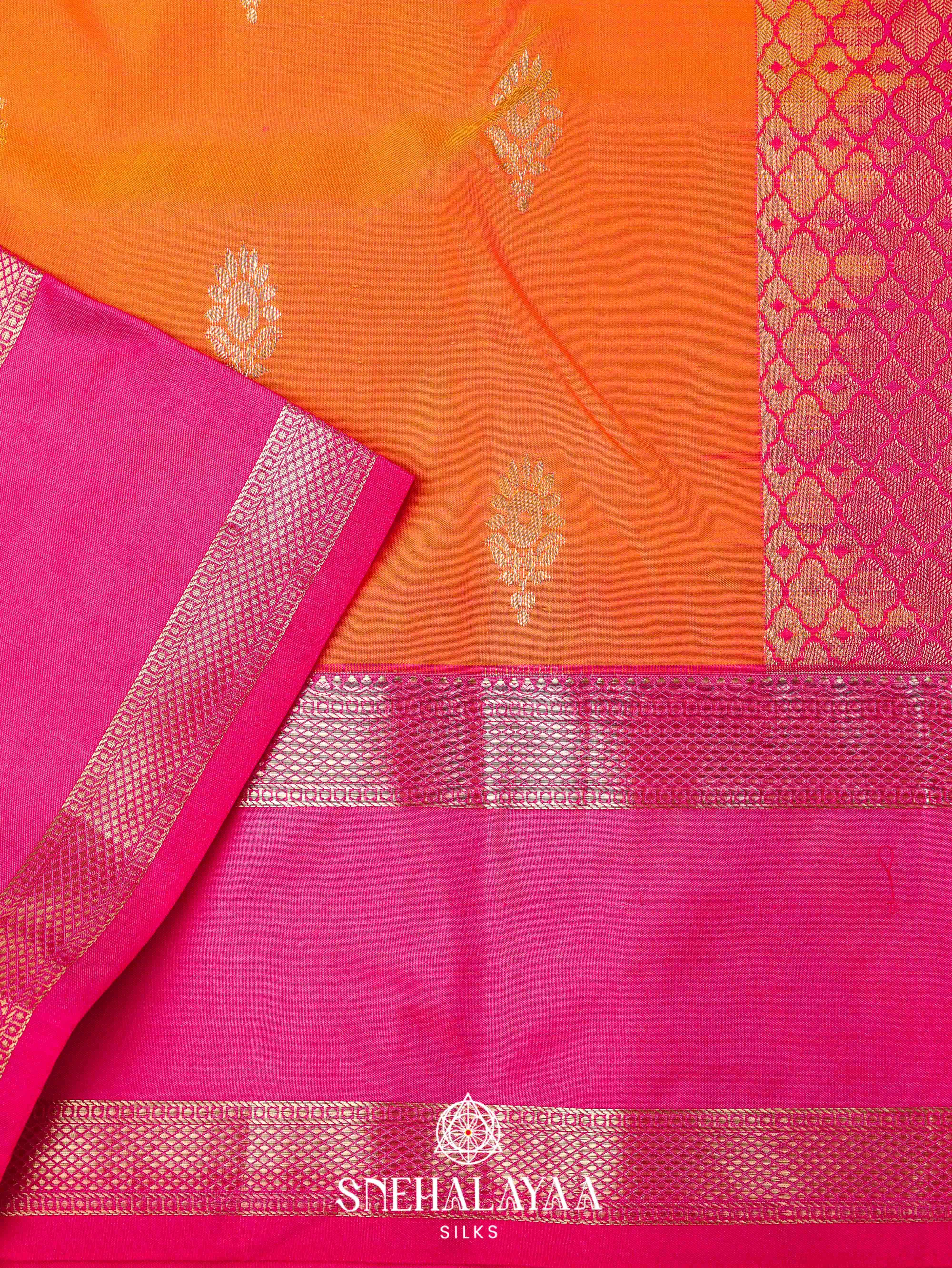 Rust Orange Art Silk Saree