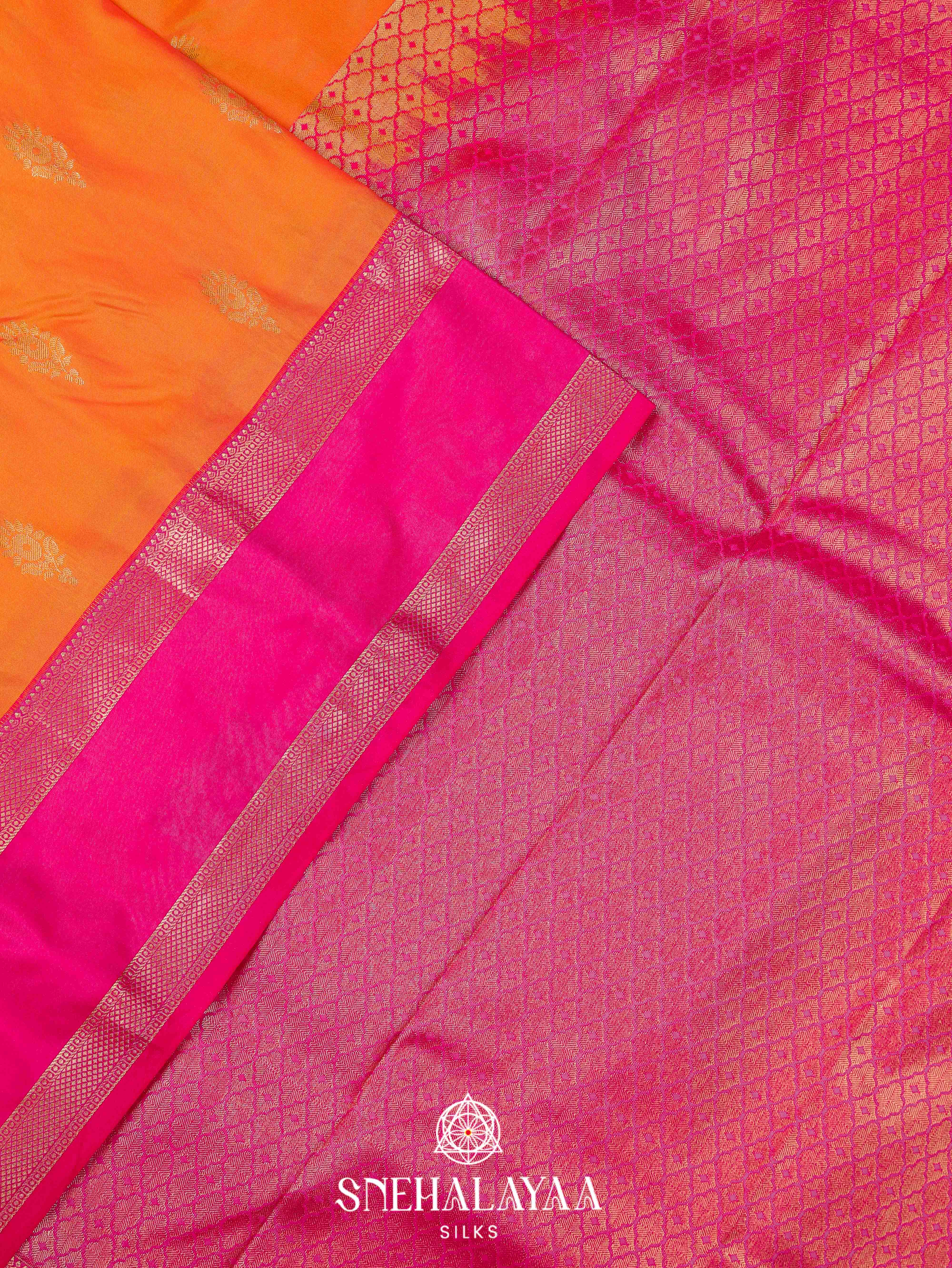 Rust Orange Art Silk Saree