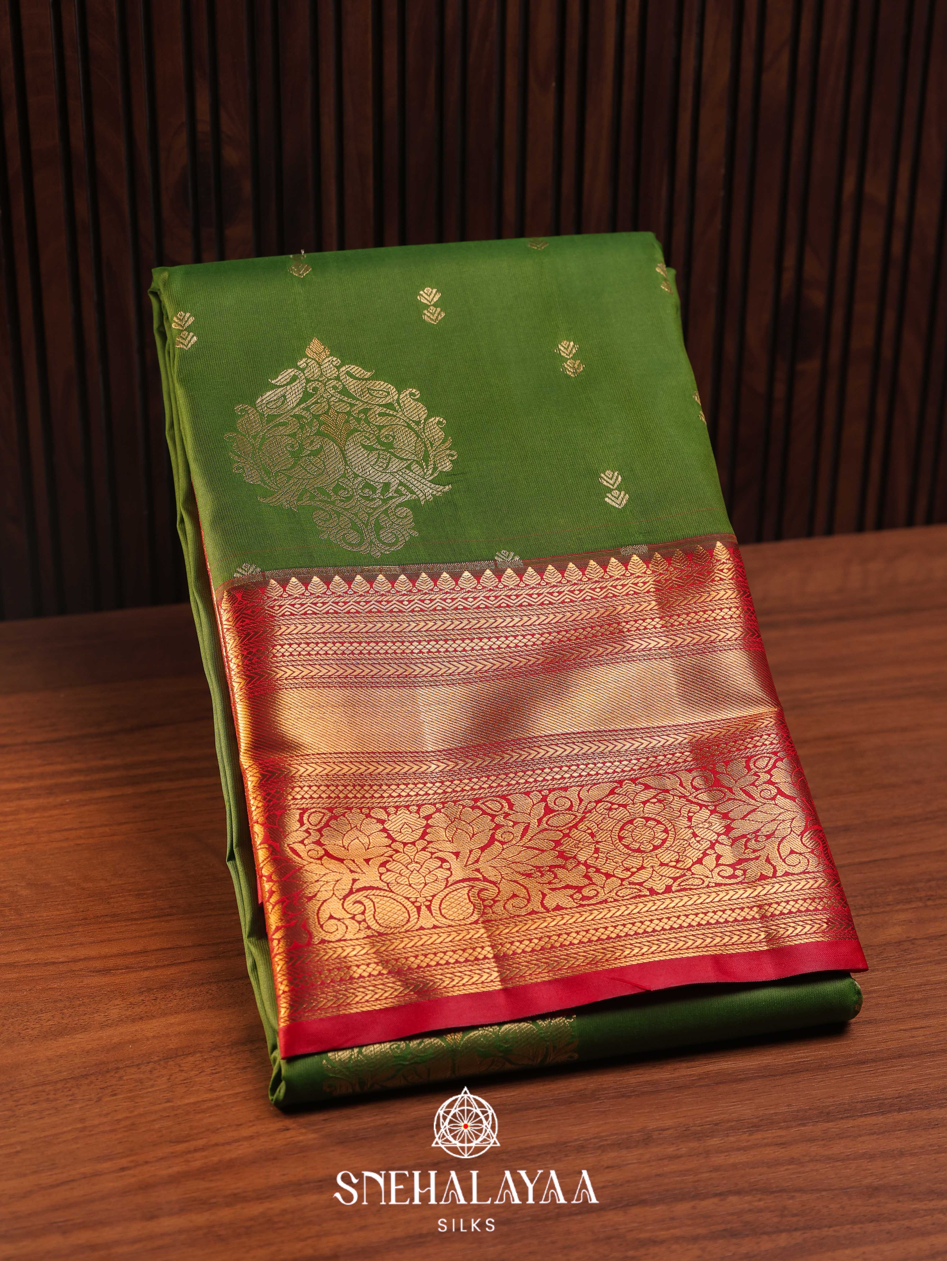 Emerald Green Art Silk Saree