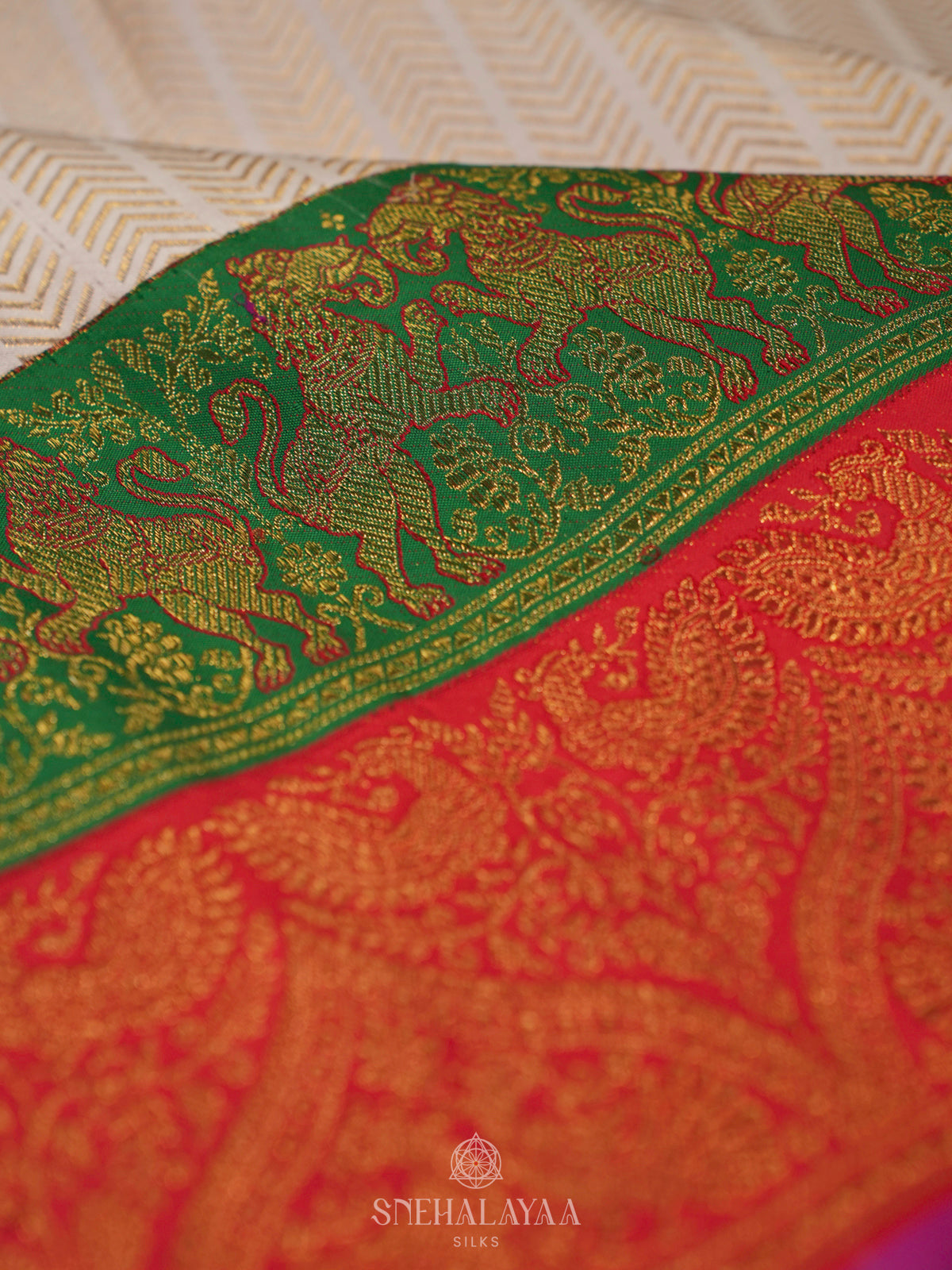 Cream Kanjivaram Silk Saree